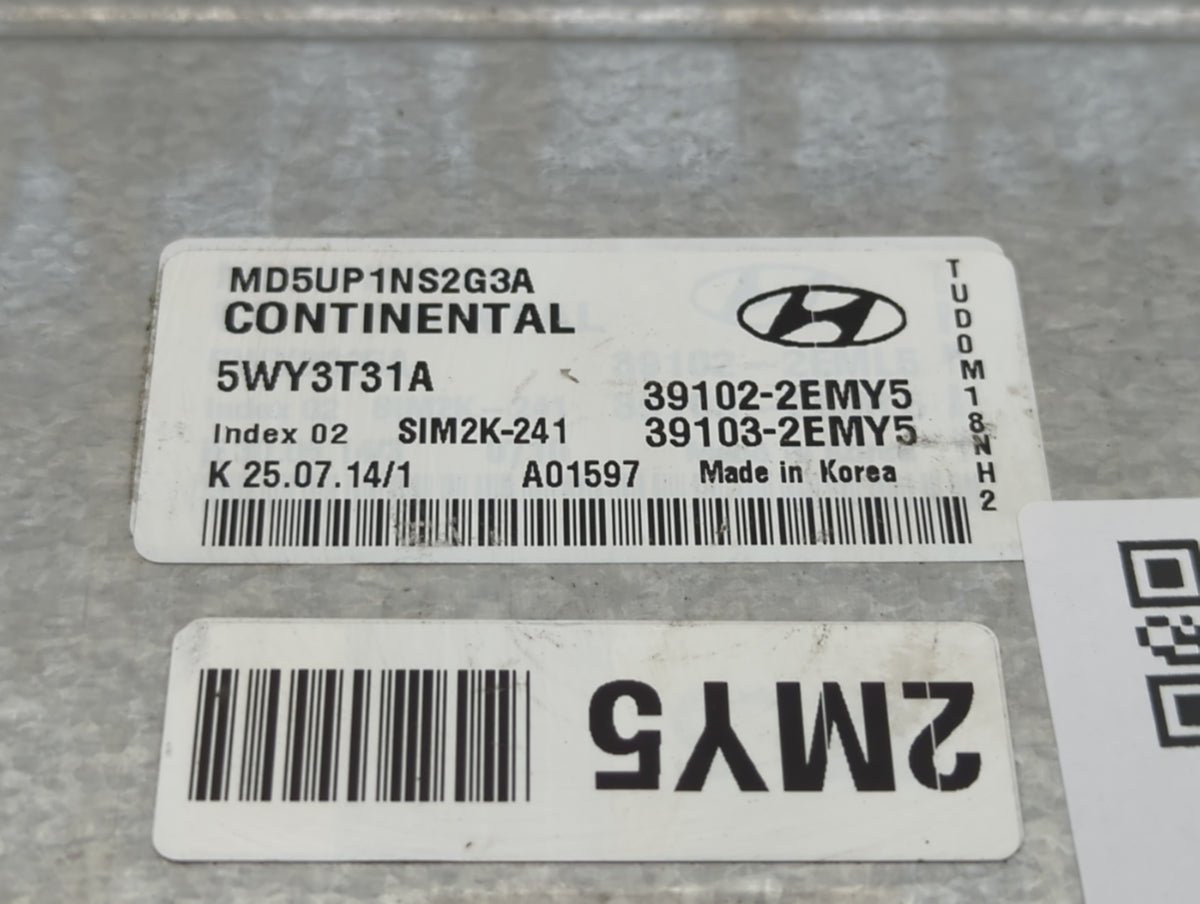 2015 Hyundai Elantra PCM Engine Control Computer ECU ECM PCU OEM P/N:39103-2EMY5 39102-2EMY5 OEM Used Auto Parts - Oemusedau