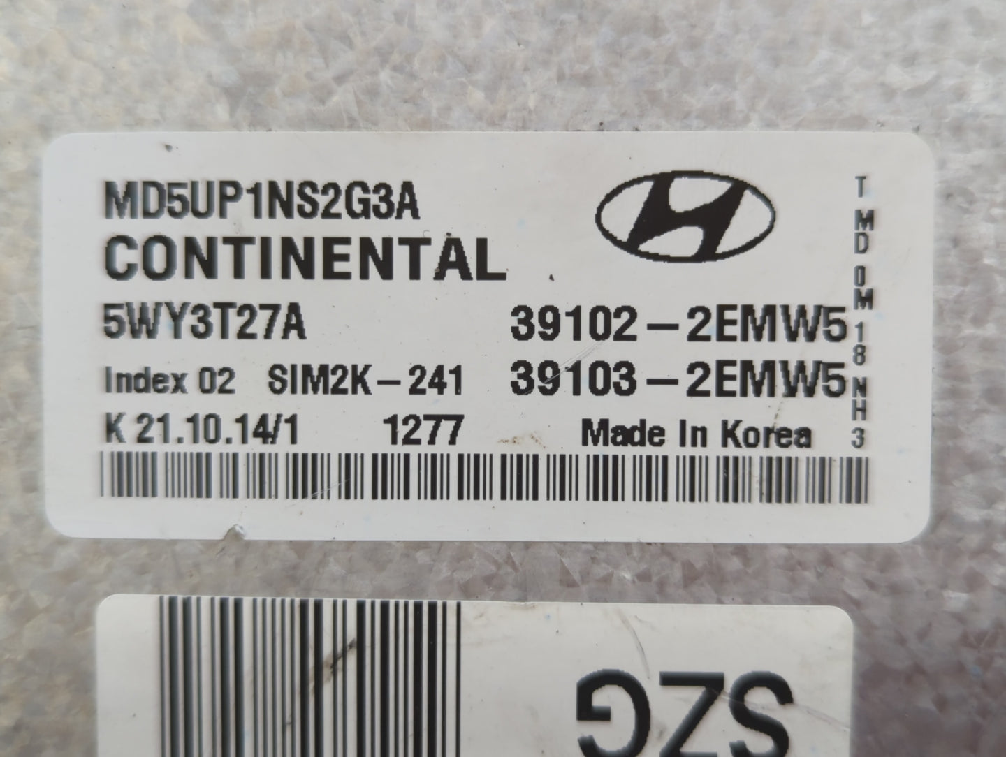 2015 Hyundai Elantra PCM Engine Control Computer ECU ECM PCU OEM P/N:39102-2EMW5 Fits OEM Used Auto Parts - Oemusedautoparts