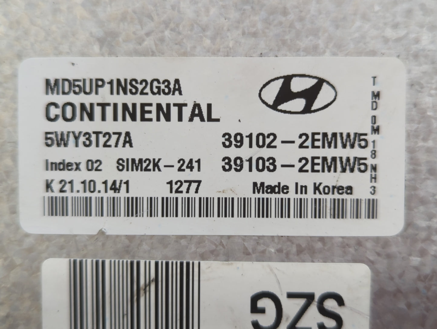 2015 Hyundai Elantra PCM Engine Control Computer ECU ECM PCU OEM P/N:39102-2EMW5 Fits OEM Used Auto Parts - Oemusedautoparts