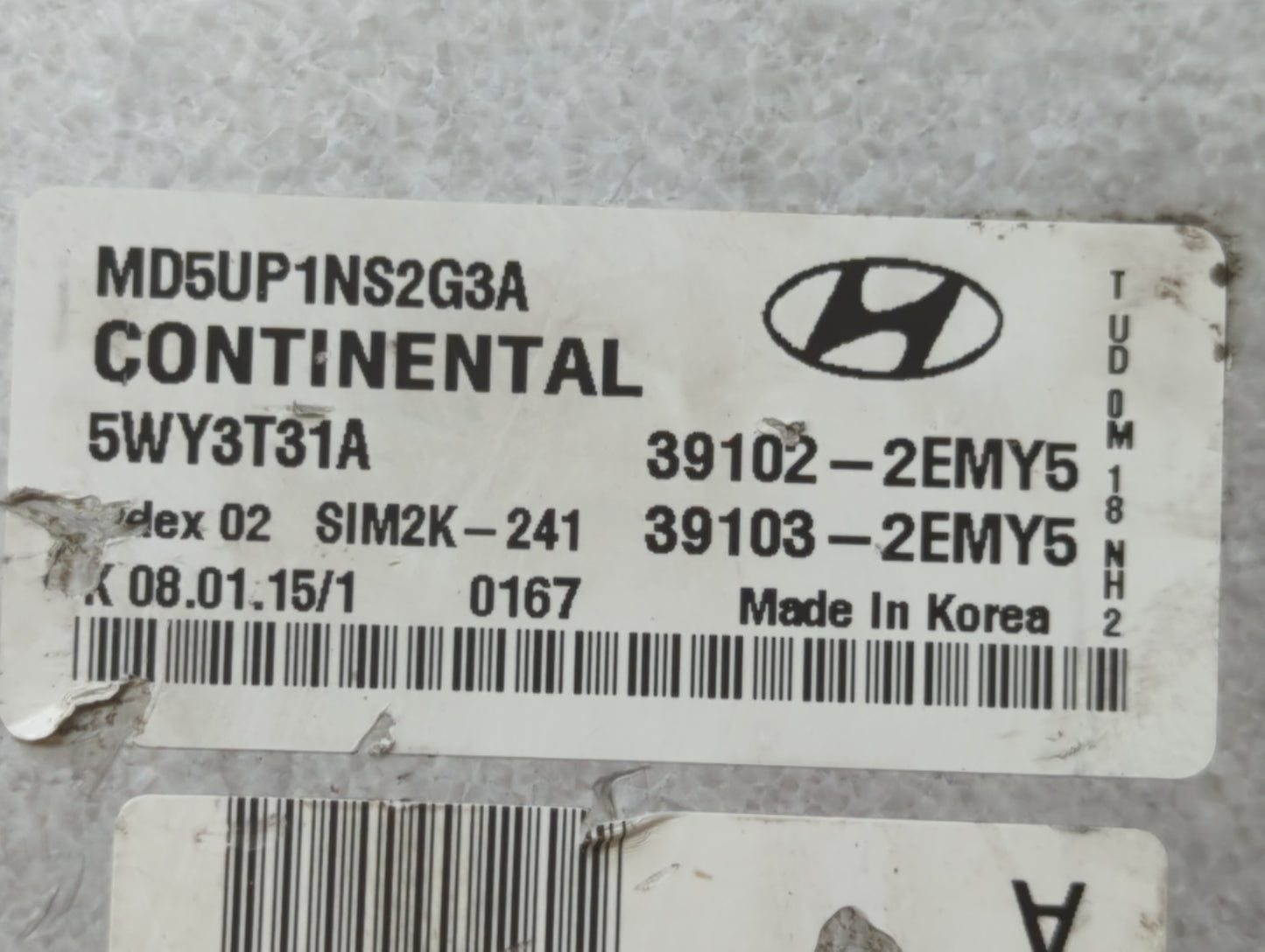 2015 Hyundai Elantra PCM Engine Control Computer ECU ECM PCU OEM P/N:39103-2EMY5 39102-2EMY5 Fits OEM Used Auto Parts - Oemu
