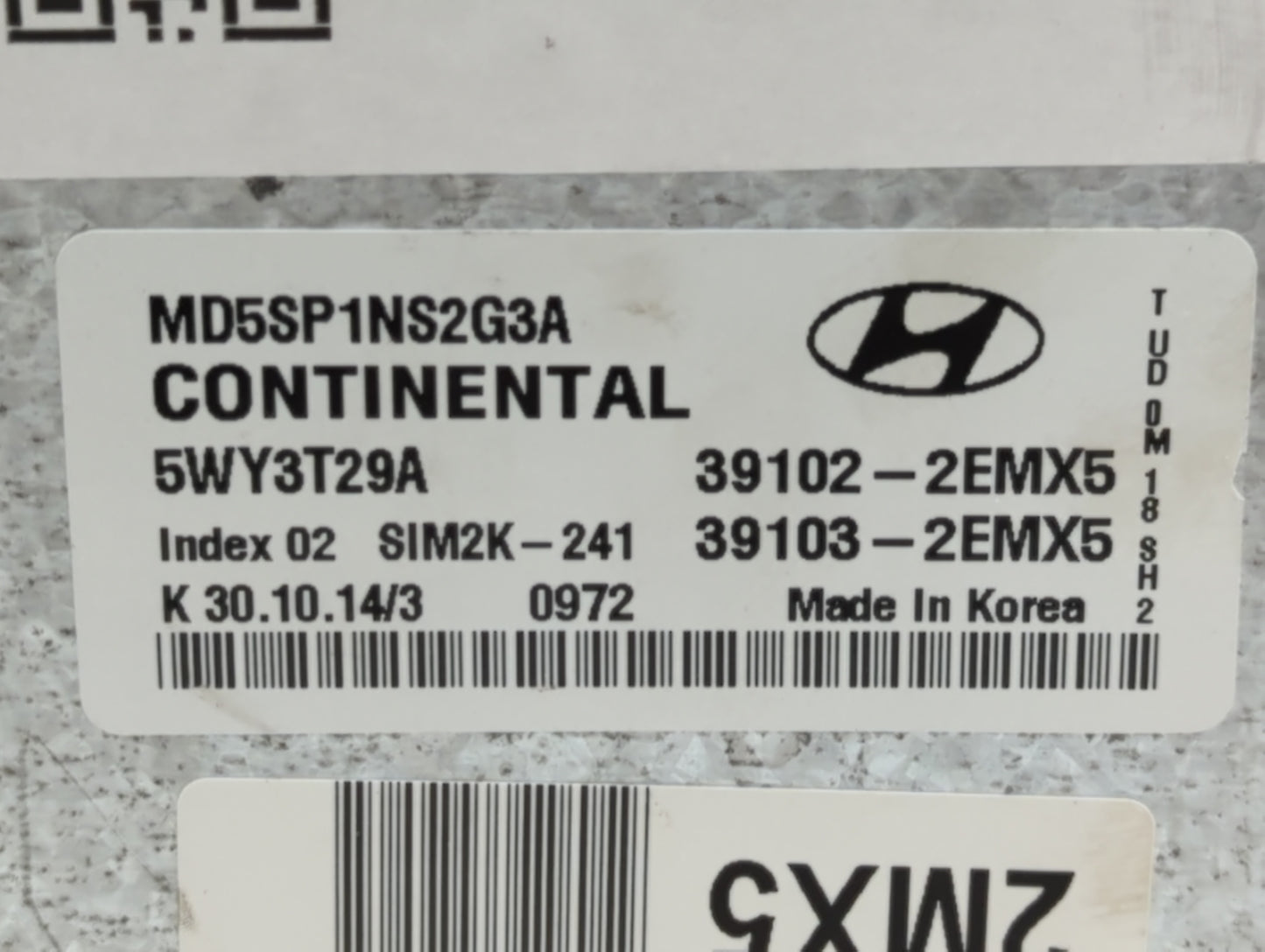 2015 Hyundai Elantra PCM Engine Control Computer ECU ECM PCU OEM P/N:39103-2EMX5 39102-2EMX5 Fits OEM Used Auto Parts - Oemu