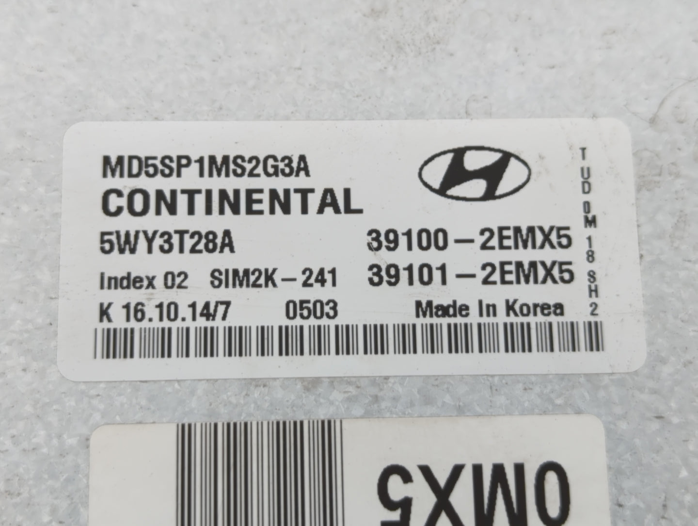 2015 Hyundai Elantra PCM Engine Control Computer ECU ECM PCU OEM P/N:39101-2EMX5 39100-2EMX5 Fits OEM Used Auto Parts - Oemu