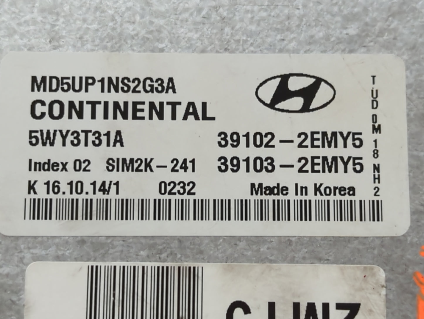 2014-2016 Hyundai Elantra PCM Engine Control Computer ECU ECM PCU OEM P/N:39102-2EMY5 Fits Fits 2014 2015 2016 OEM Used Auto