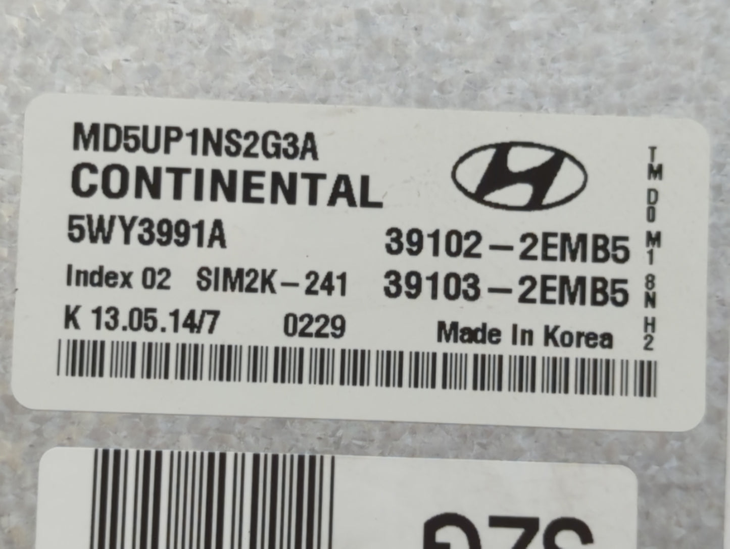 2014-2016 Hyundai Elantra PCM Engine Control Computer ECU ECM PCU OEM P/N:39103-2EMB5 39102-2EMB5 Fits Fits 2014 2015 2016 O