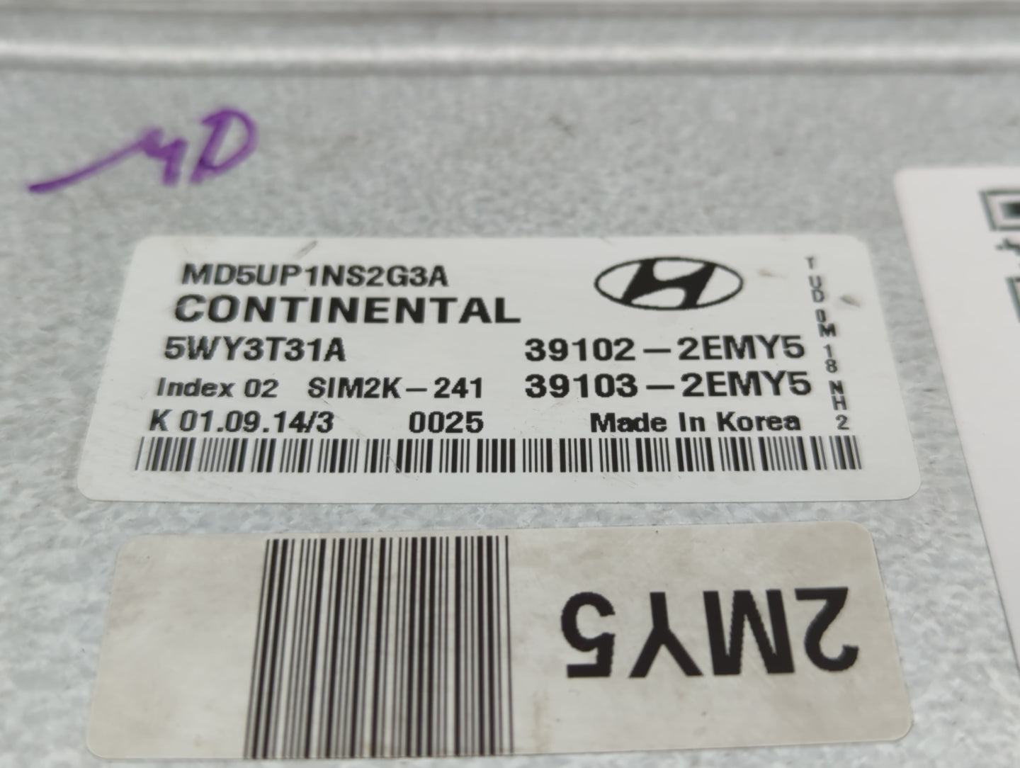 2014-2016 Hyundai Elantra PCM Engine Control Computer ECU ECM PCU OEM P/N:39103-2EMY5 39102-2EMY5 Fits Fits 2014 2015 2016 O