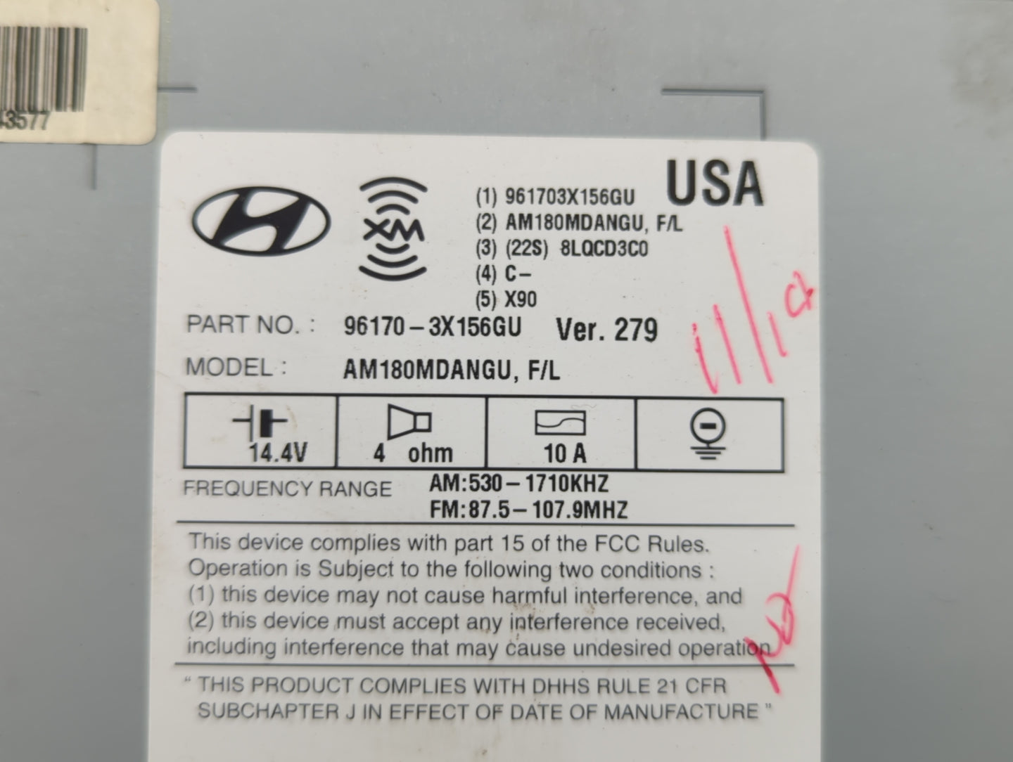 2014-2016 Hyundai Elantra Am Fm Cd Player Radio Receiver - Oemusedautoparts1.com