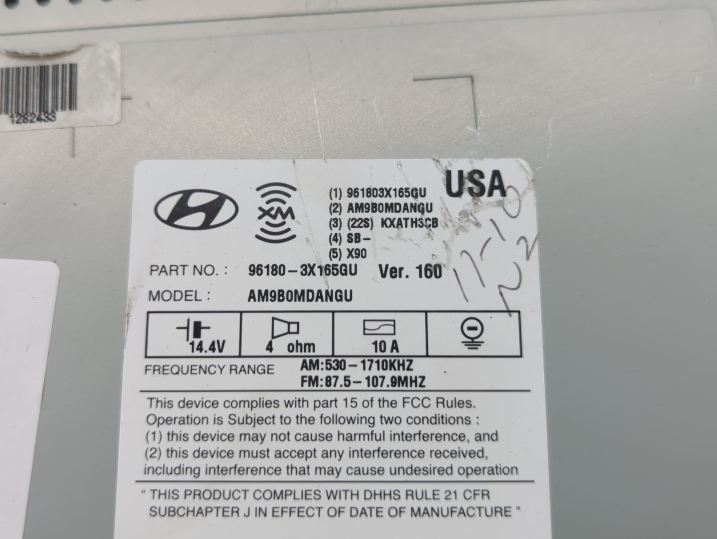 2014-2016 Hyundai Elantra Radio AM FM Cd Player Receiver Replacement P/N:96180-3X165GU Fits Fits 2014 2015 2016 OEM Used Aut