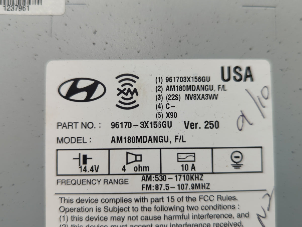 2014-2016 Hyundai Elantra Am Fm Cd Player Radio Receiver 540373 - Oemusedautoparts1.com