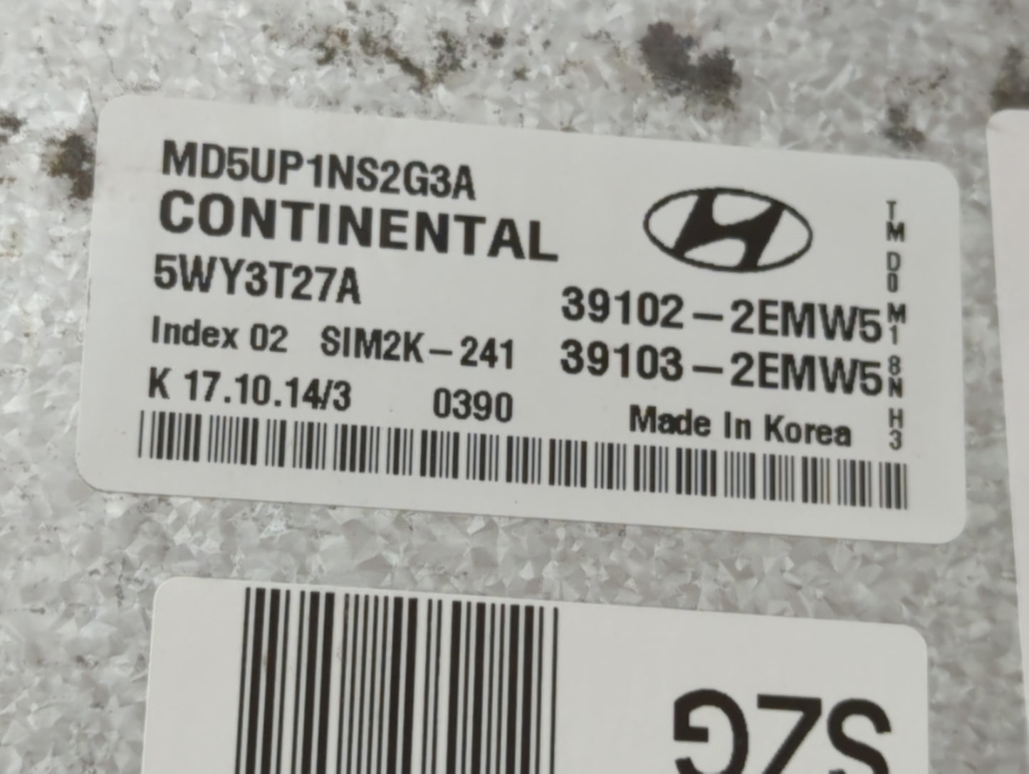 2015 Hyundai Elantra PCM Engine Control Computer ECU ECM PCU OEM P/N:39102-2EMW5 Fits OEM Used Auto Parts - Oemusedautoparts