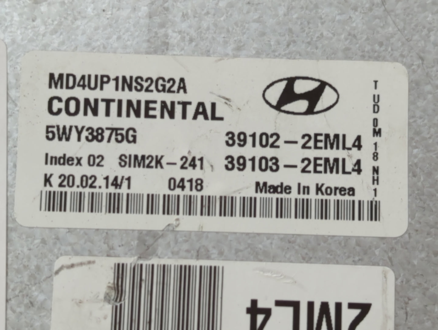 2014-2016 Hyundai Elantra PCM Engine Control Computer ECU ECM PCU OEM P/N:39103-2EML4 39102-2EML4 Fits Fits 2014 2015 2016 O