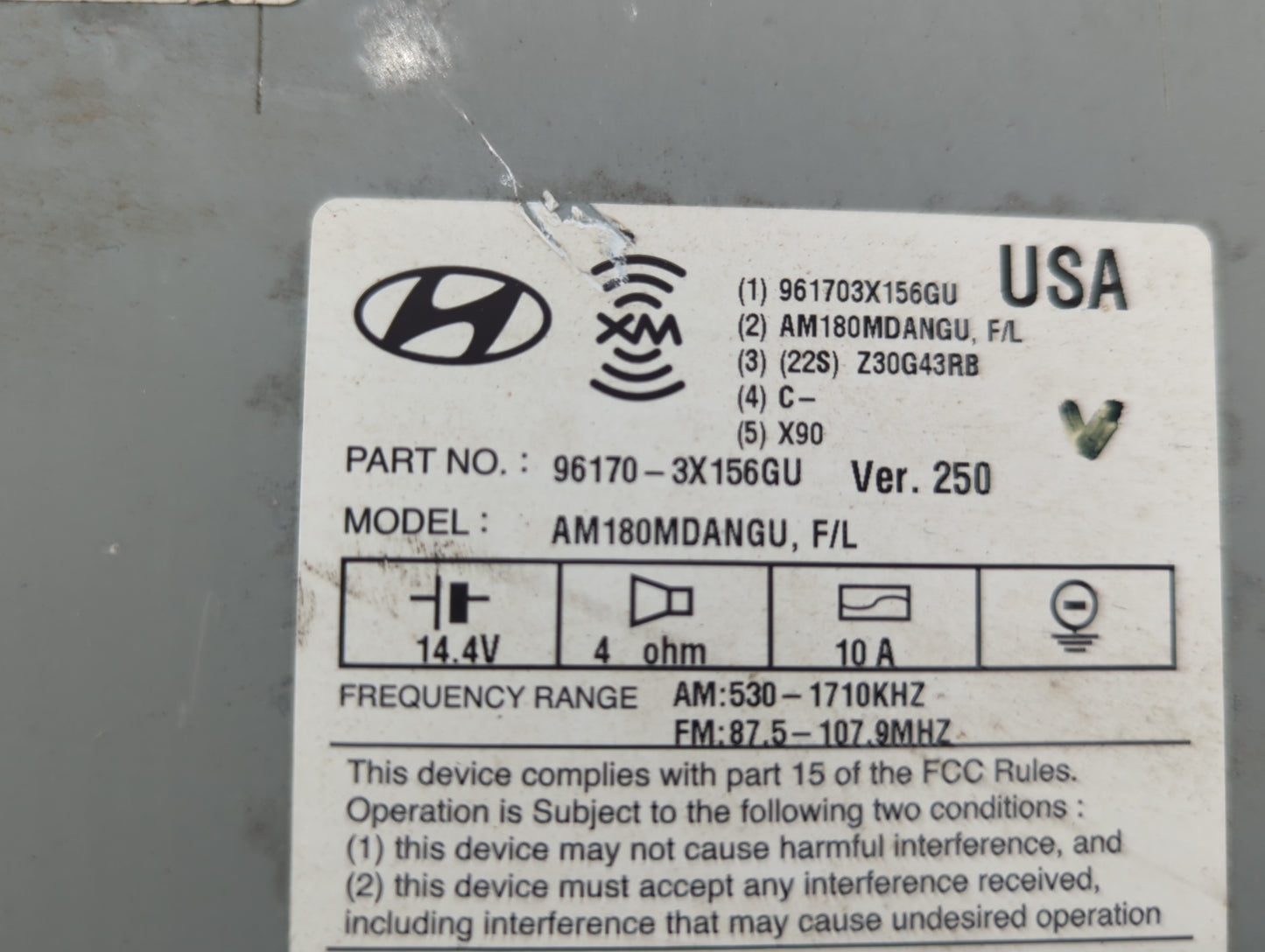 2014-2016 Hyundai Elantra Radio AM FM Cd Player Receiver Replacement P/N:96170-3X156GU Fits Fits 2014 2015 2016 OEM Used Aut