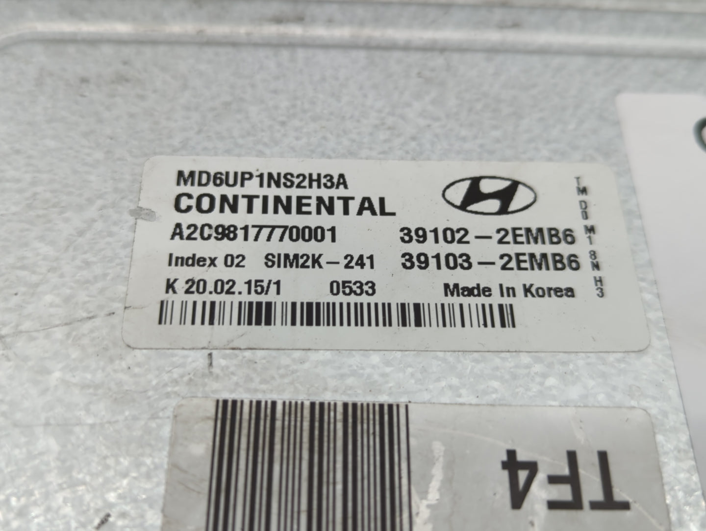 2014-2016 Hyundai Elantra PCM Engine Control Computer ECU ECM PCU OEM P/N:39102-2EMB6 Fits Fits 2014 2015 2016 OEM Used Auto