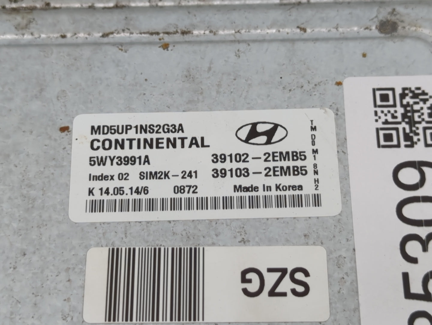 2014-2016 Hyundai Elantra PCM Engine Control Computer ECU ECM PCU OEM P/N:39102-2EMB5 Fits Fits 2014 2015 2016 OEM Used Auto