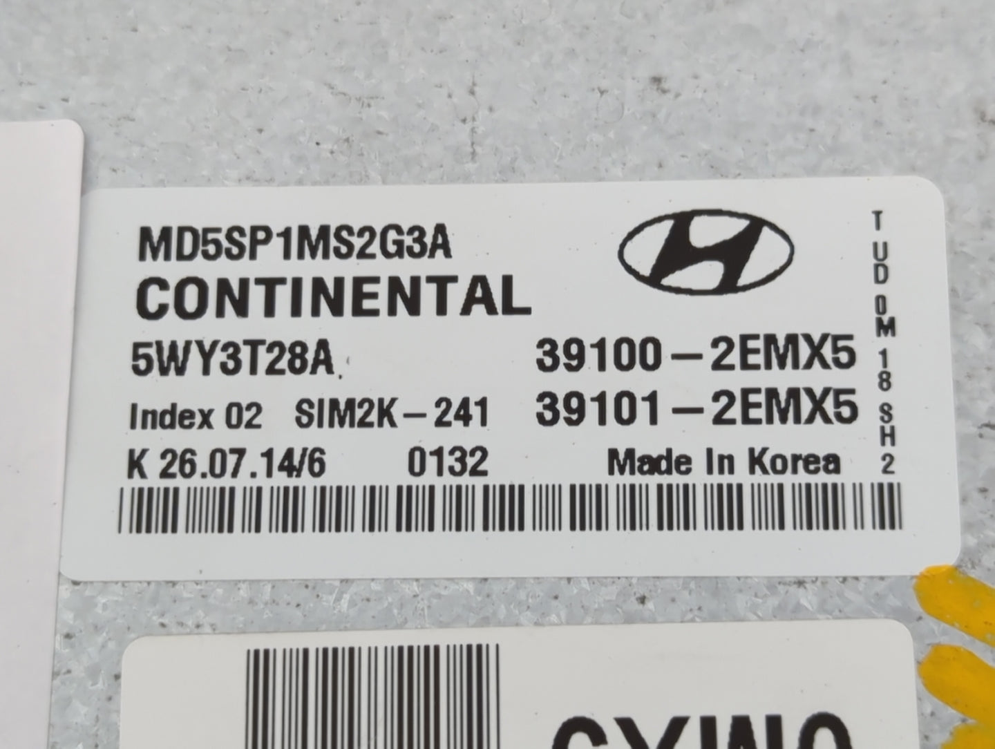 2015 Hyundai Elantra PCM Engine Control Computer ECU ECM PCU OEM P/N:39101-2EMX5 39100-2EMX5 Fits OEM Used Auto Parts - Oemu