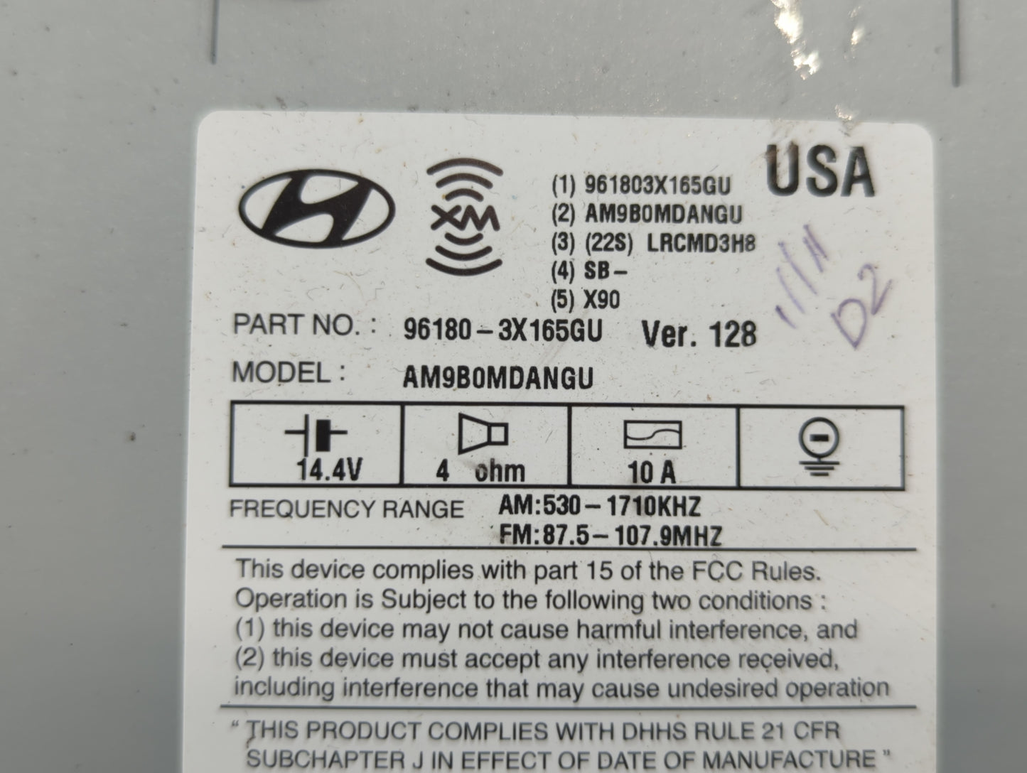 2014-2016 Hyundai Elantra Am Fm Cd Player Radio Receiver - Oemusedautoparts1.com