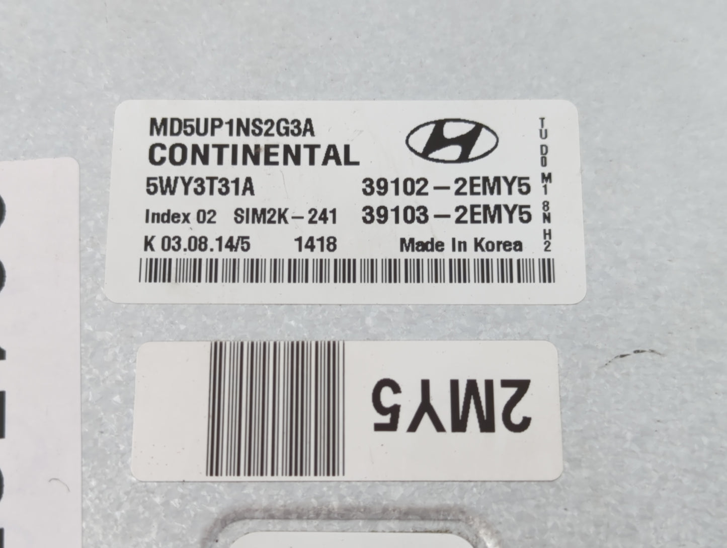 2015 Hyundai Elantra PCM Engine Control Computer ECU ECM PCU OEM P/N:39103-2EMY5 39102-2EMY5 Fits OEM Used Auto Parts - Oemu