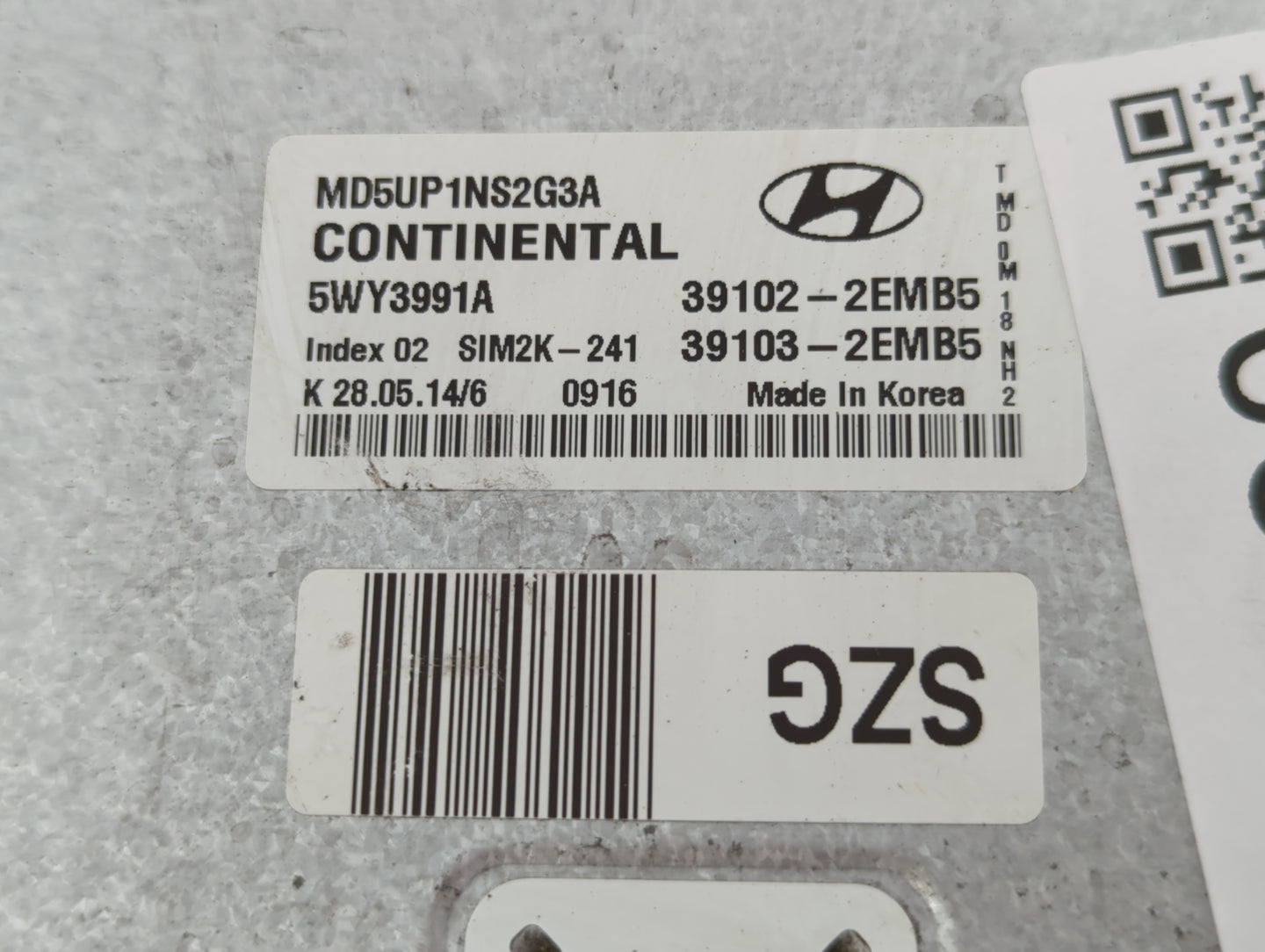 2014-2016 Hyundai Elantra PCM Engine Control Computer ECU ECM PCU OEM P/N:39103-02EMB5 39102-2EMB5 Fits Fits 2014 2015 2016 