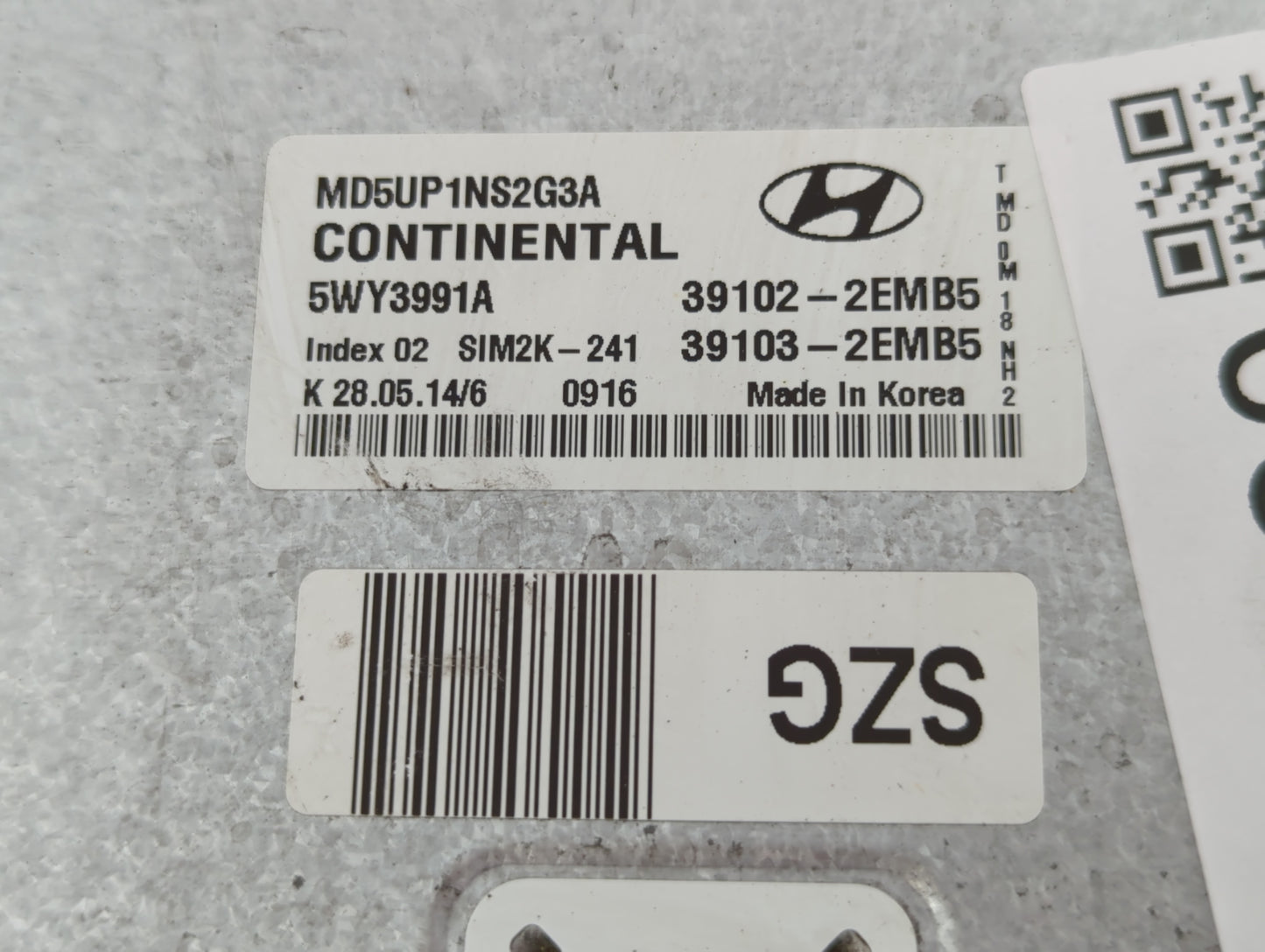 2014-2016 Hyundai Elantra PCM Engine Control Computer ECU ECM PCU OEM P/N:39103-02EMB5 39102-2EMB5 Fits Fits 2014 2015 2016 
