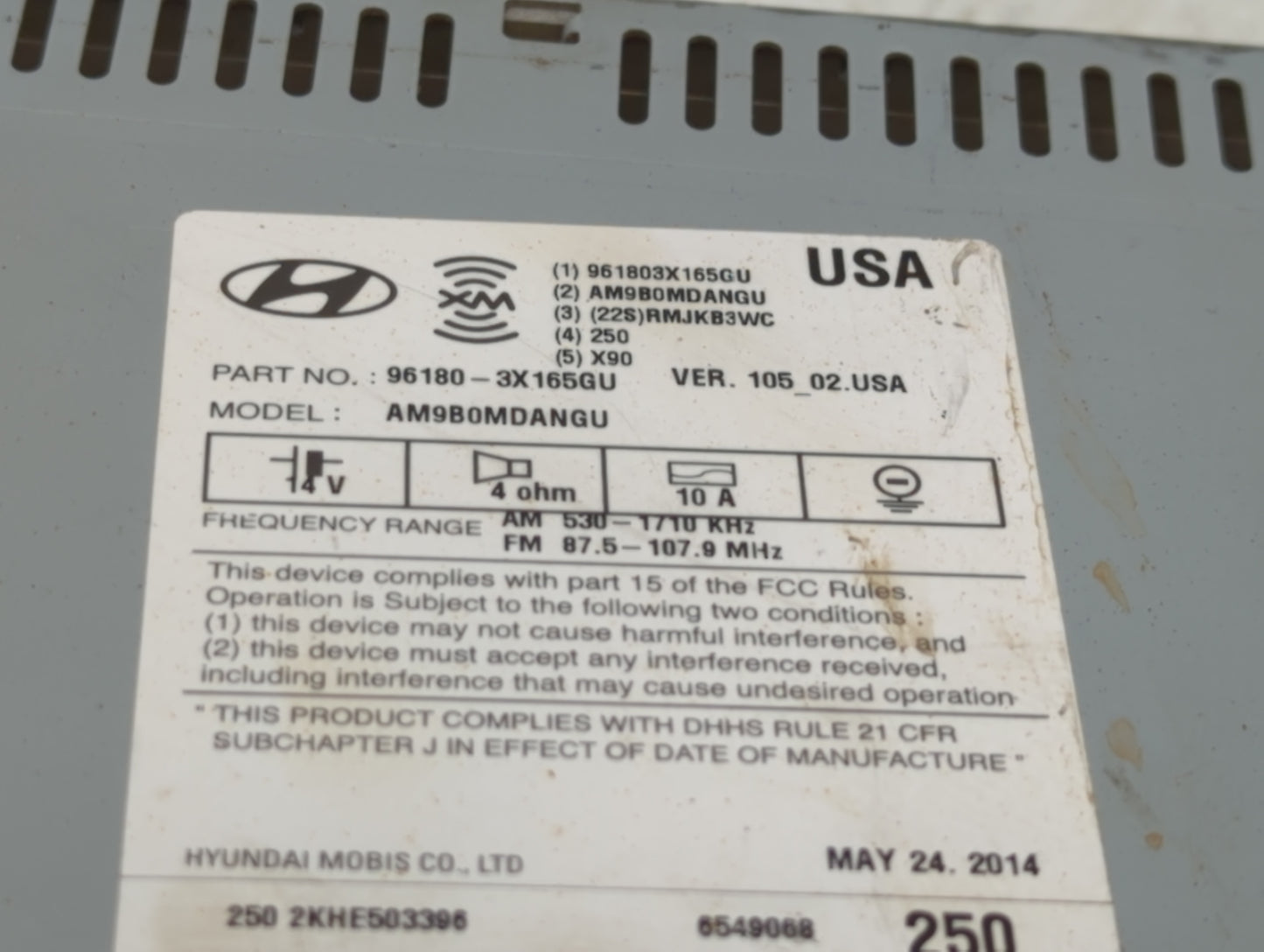 2014-2016 Hyundai Elantra Am Fm Cd Player Radio Receiver - Oemusedautoparts1.com
