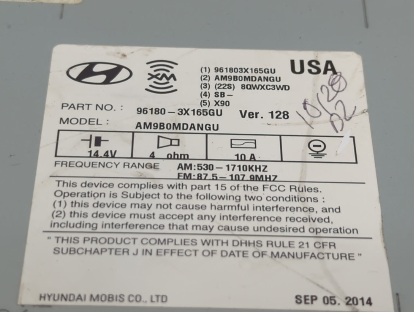 2014-2016 Hyundai Elantra Am Fm Cd Player Radio Receiver - Oemusedautoparts1.com