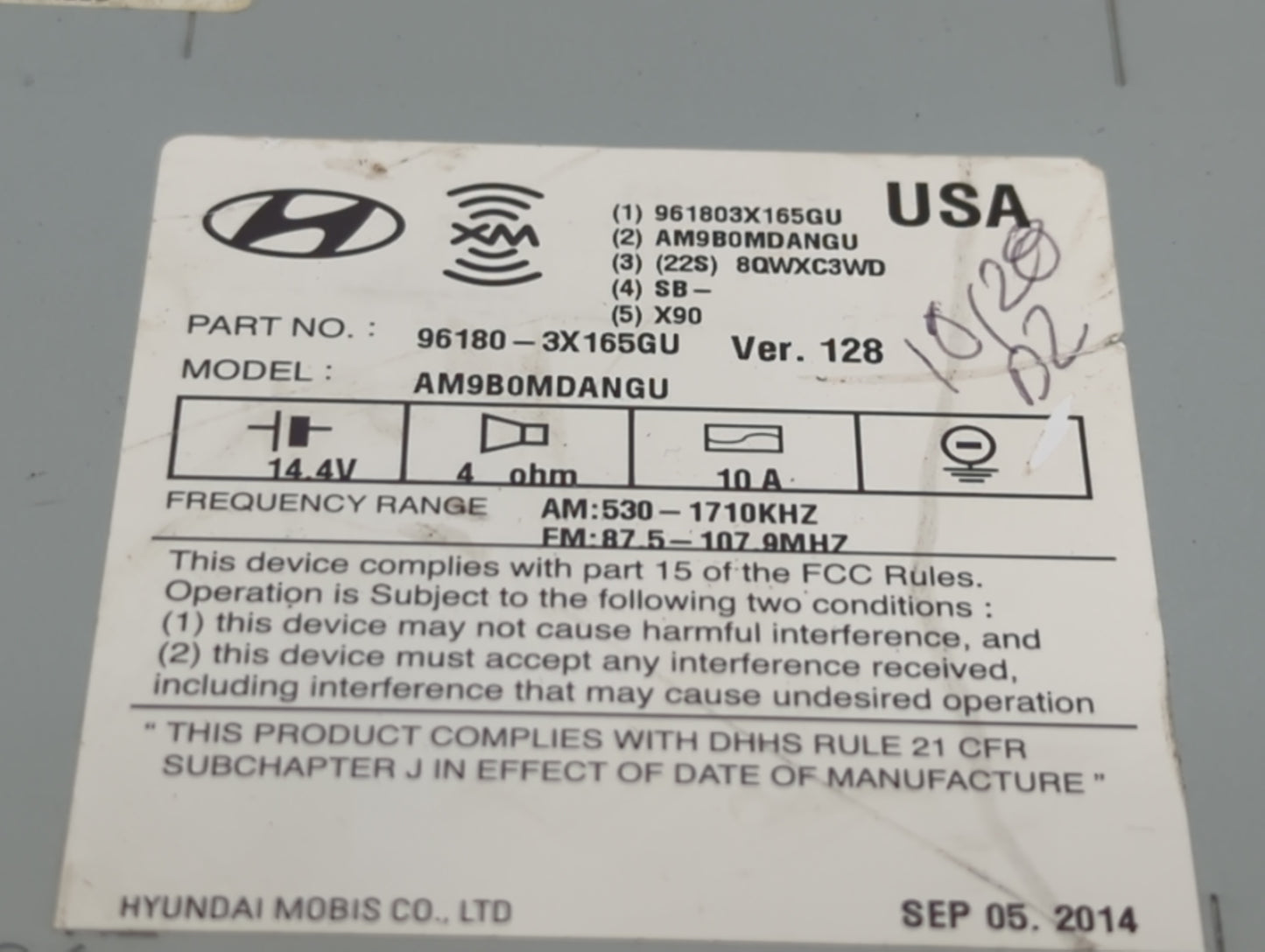 2014-2016 Hyundai Elantra Am Fm Cd Player Radio Receiver - Oemusedautoparts1.com