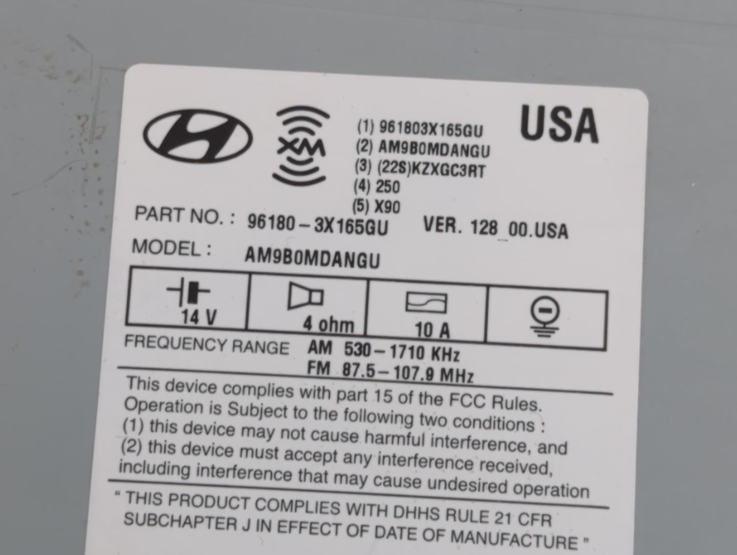 2014-2016 Hyundai Elantra Radio AM FM Cd Player Receiver Replacement P/N:96180-3X165GU Fits Fits 2014 2015 2016 OEM Used Aut