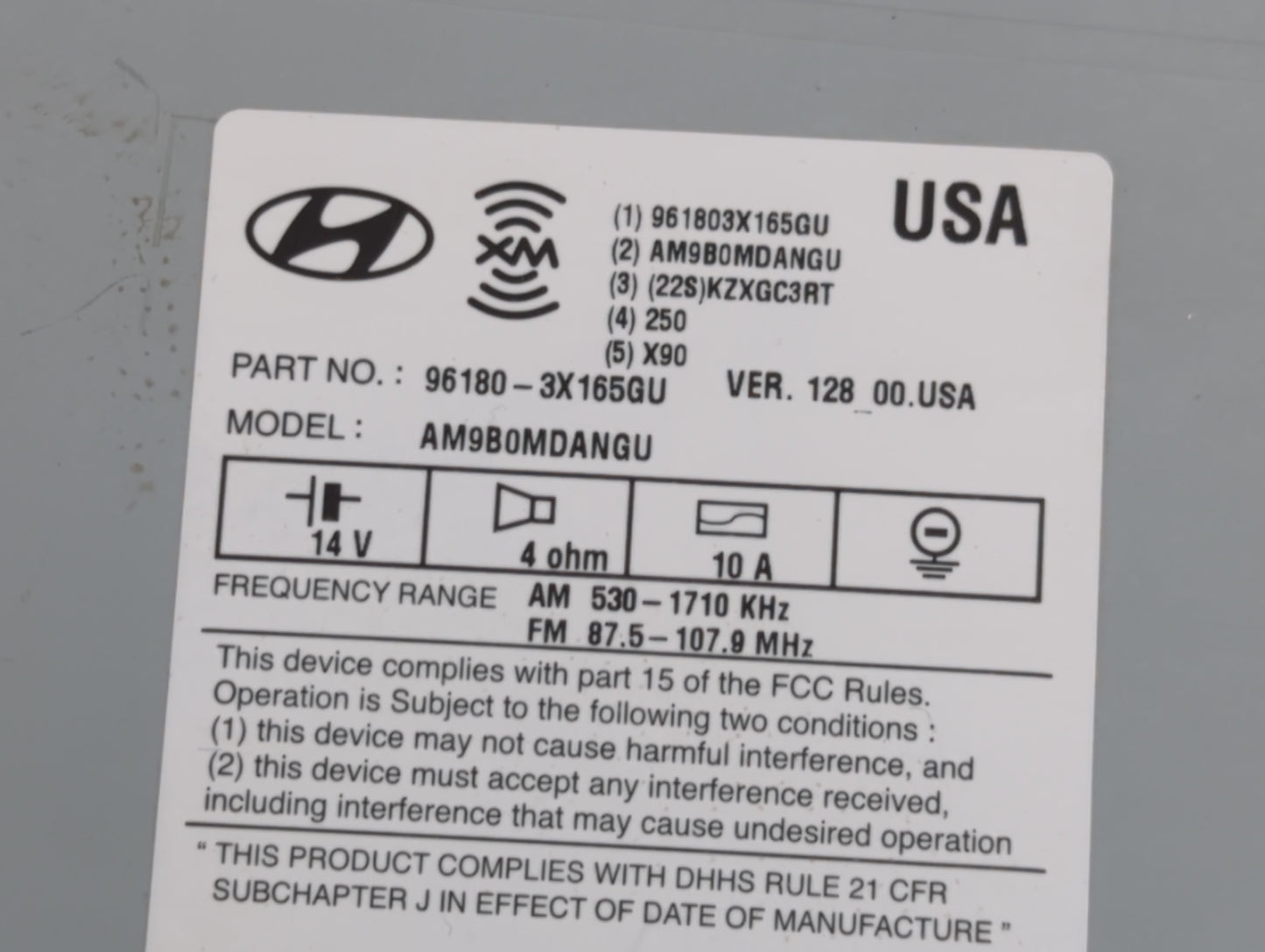 2014-2016 Hyundai Elantra Radio AM FM Cd Player Receiver Replacement P/N:96180-3X165GU Fits Fits 2014 2015 2016 OEM Used Aut