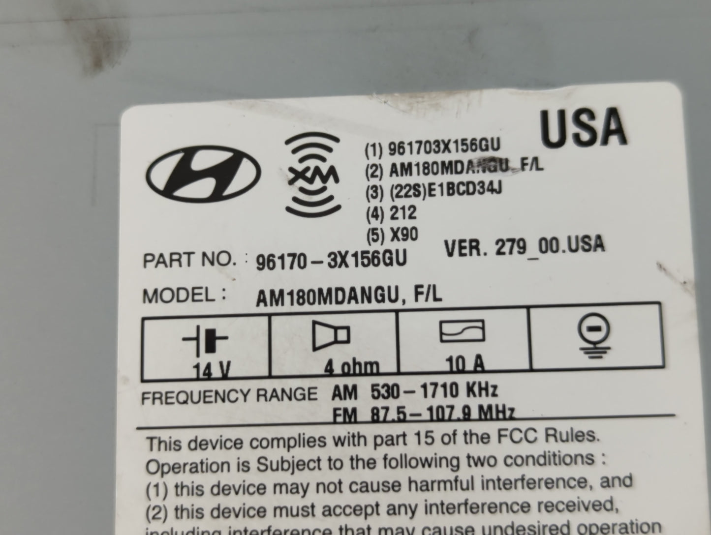 2014-2016 Hyundai Elantra Radio AM FM Cd Player Receiver Replacement P/N:96170-3X156GU Fits Fits 2014 2015 2016 OEM Used Aut