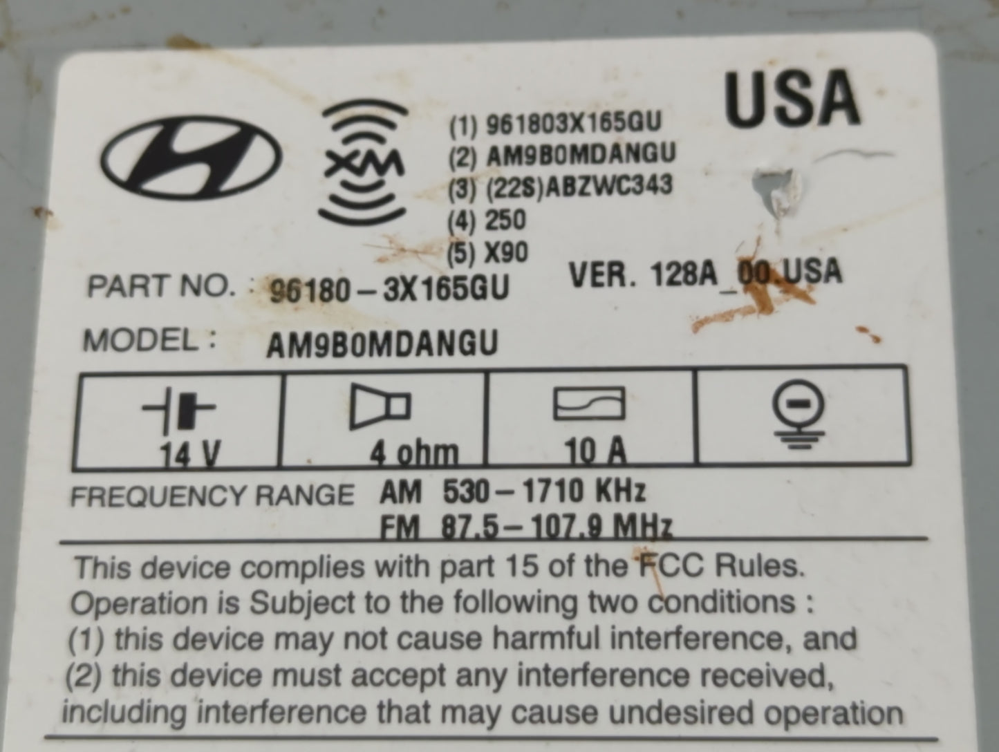 2014-2016 Hyundai Elantra Am Fm Cd Player Radio Receiver - Oemusedautoparts1.com