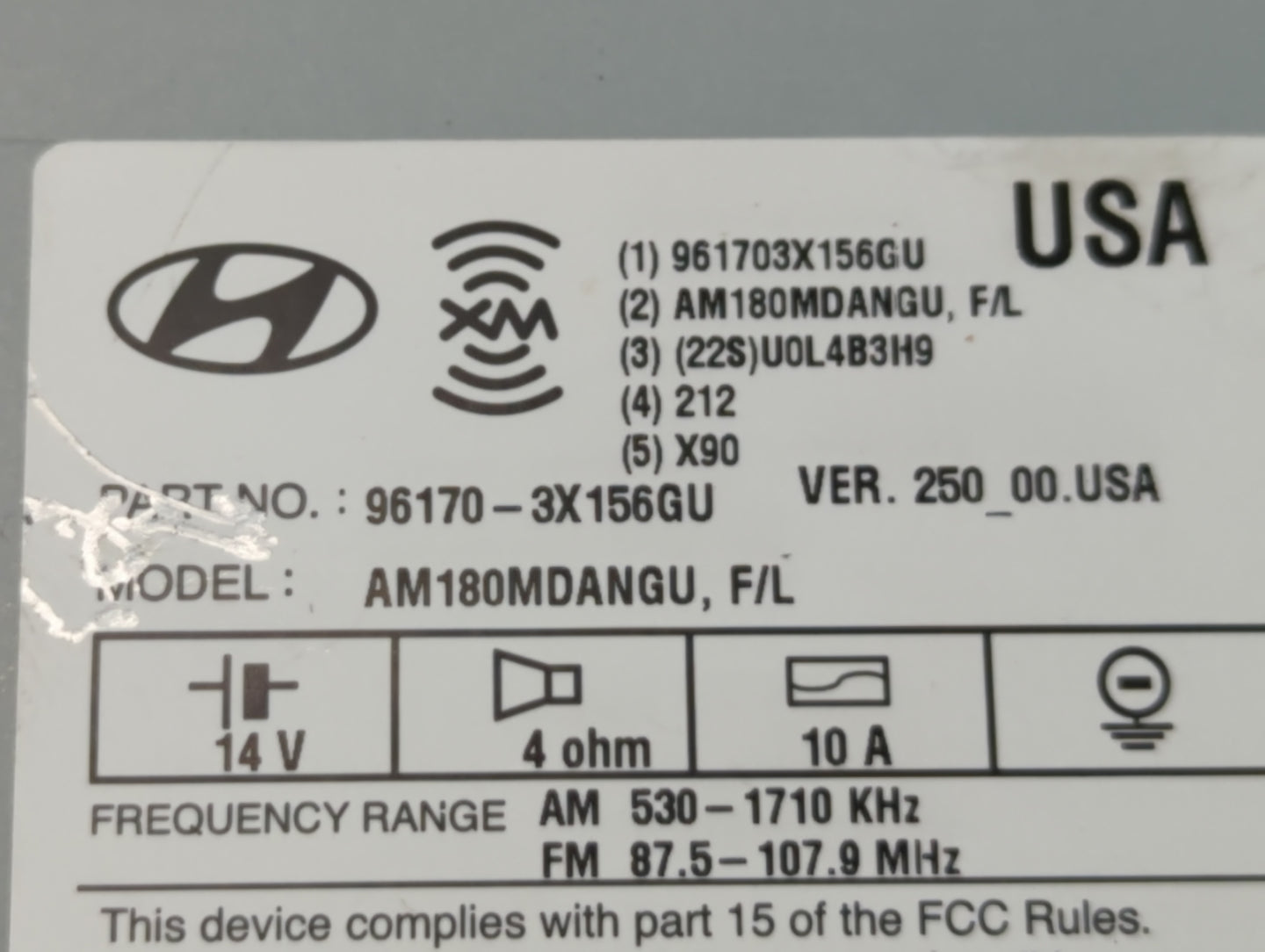 2014-2016 Hyundai Elantra Radio AM FM Cd Player Receiver Replacement P/N:96170-3X156GU Fits Fits 2014 2015 2016 OEM Used Aut
