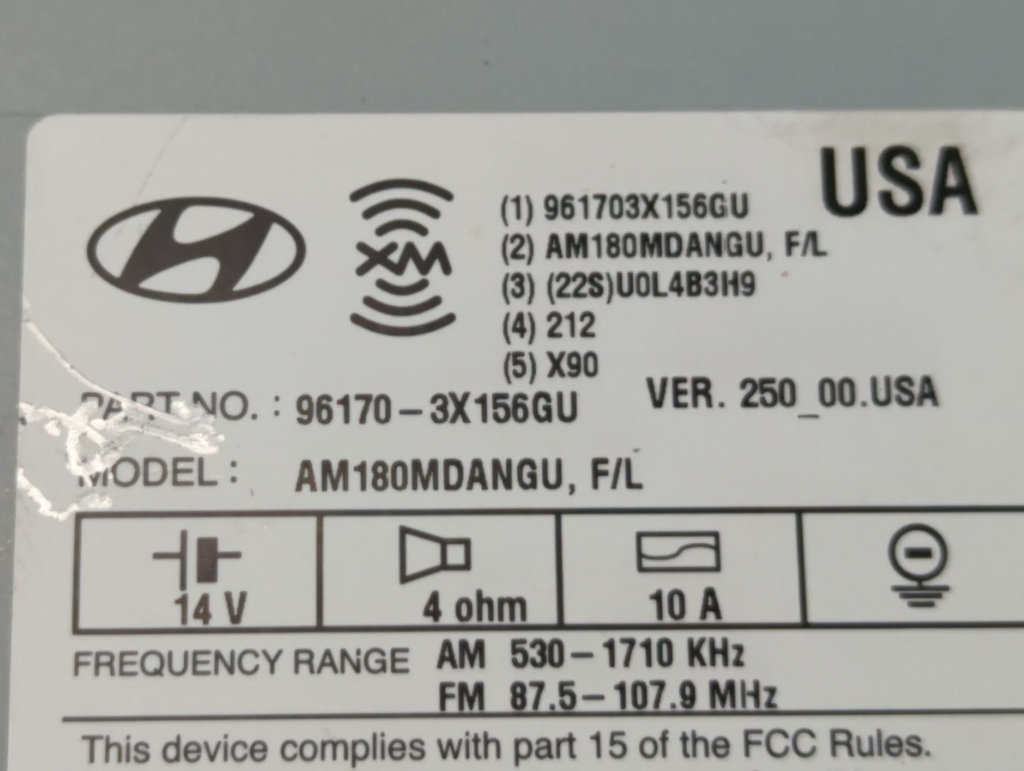 2014-2016 Hyundai Elantra Radio AM FM Cd Player Receiver Replacement P/N:96170-3X156GU Fits Fits 2014 2015 2016 OEM Used Aut