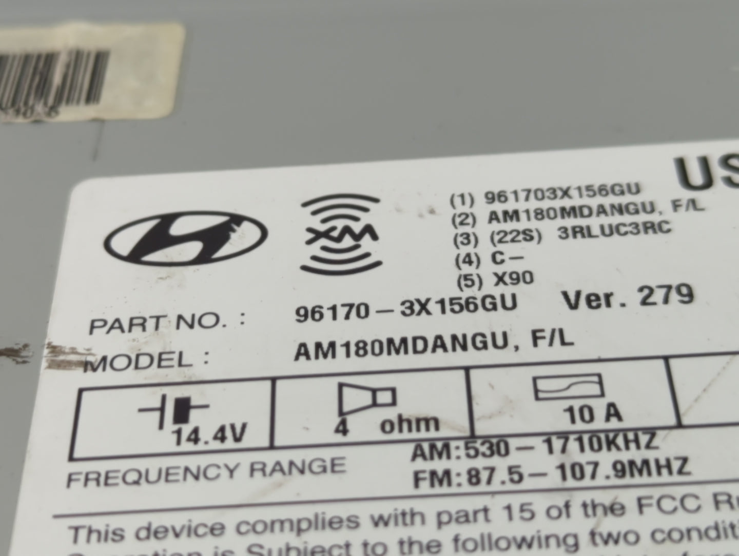 2014-2016 Hyundai Elantra Radio AM FM Cd Player Receiver Replacement P/N:96170-3X156GU Fits Fits 2014 2015 2016 OEM Used Aut