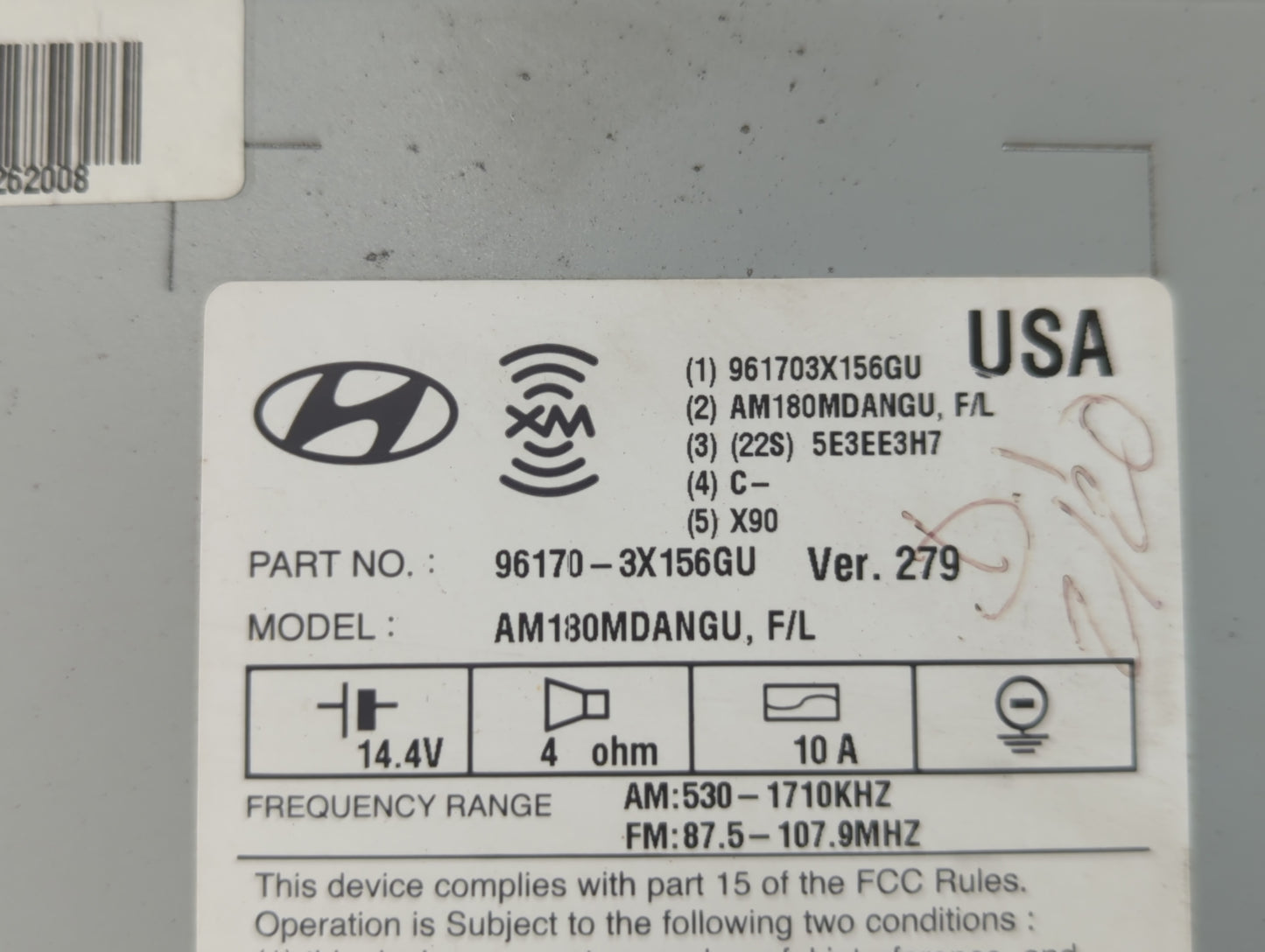 2014-2016 Hyundai Elantra Radio AM FM Cd Player Receiver Replacement P/N:96170-3X156GU Fits Fits 2014 2015 2016 OEM Used Aut
