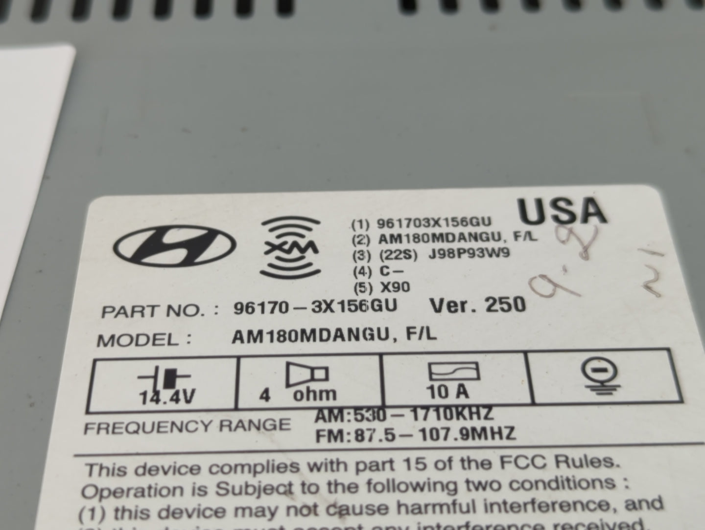 2014-2016 Hyundai Elantra Radio AM FM Cd Player Receiver Replacement P/N:96170-3X156GU Fits Fits 2014 2015 2016 OEM Used Aut