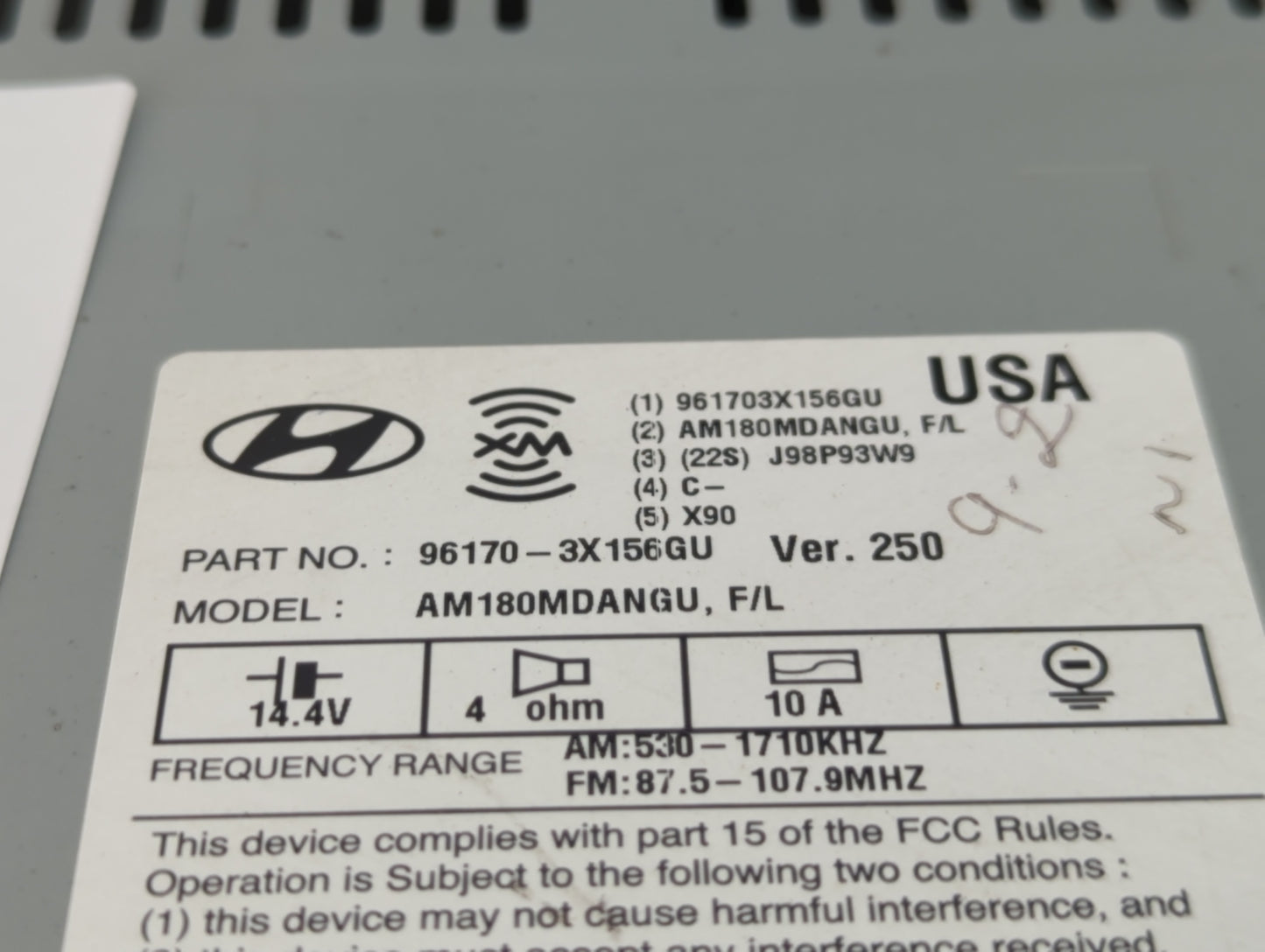 2014-2016 Hyundai Elantra Radio AM FM Cd Player Receiver Replacement P/N:96170-3X156GU Fits Fits 2014 2015 2016 OEM Used Aut
