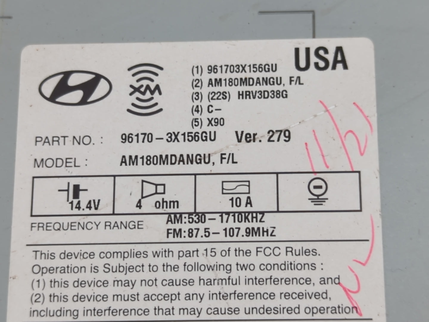 2014-2016 Hyundai Elantra Radio AM FM Cd Player Receiver Replacement P/N:96180-3X165GU Fits Fits 2014 2015 2016 OEM Used Aut
