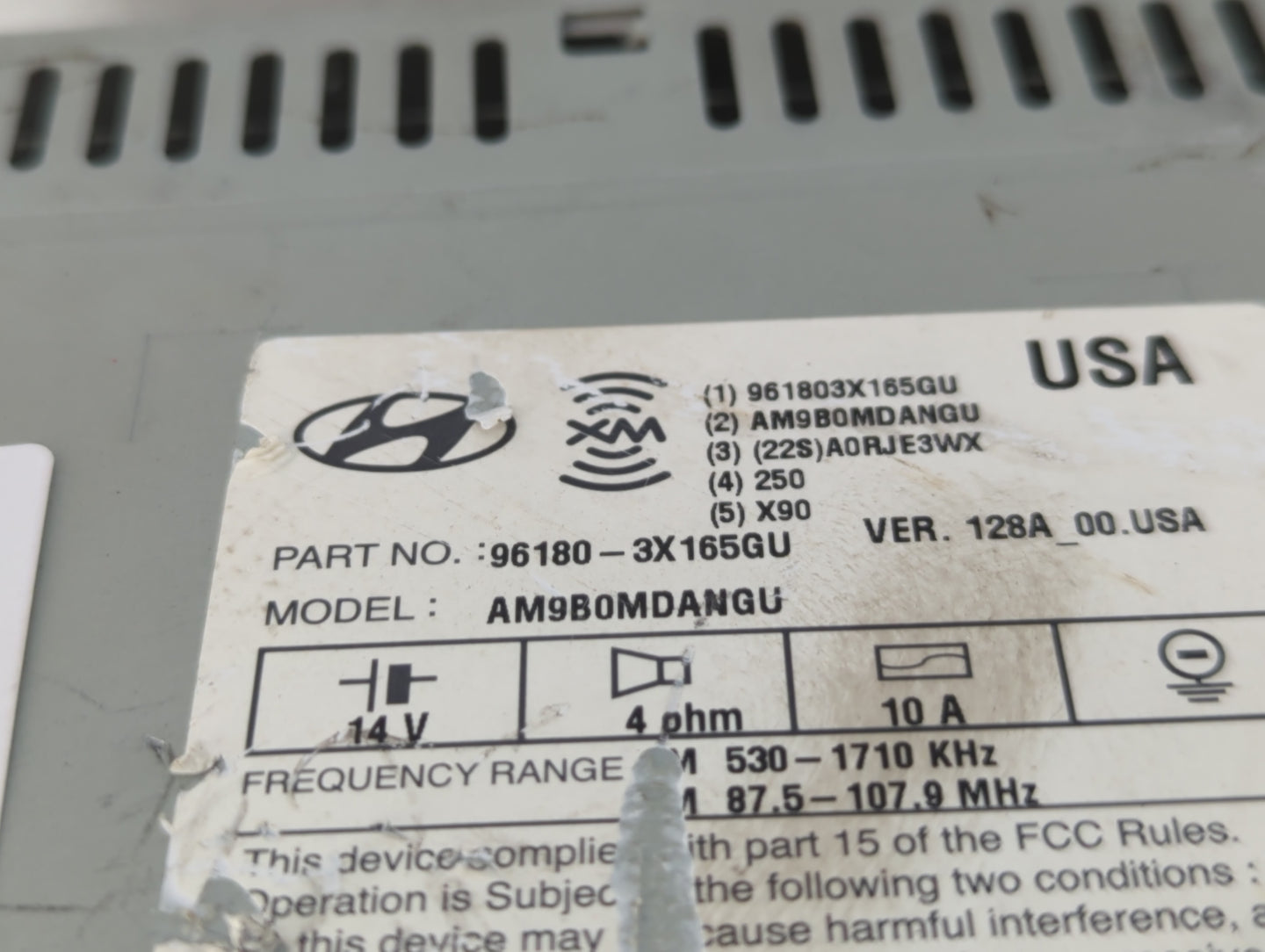 2014-2016 Hyundai Elantra Radio AM FM Cd Player Receiver Replacement P/N:96180-3X165GU Fits Fits 2014 2015 2016 OEM Used Aut