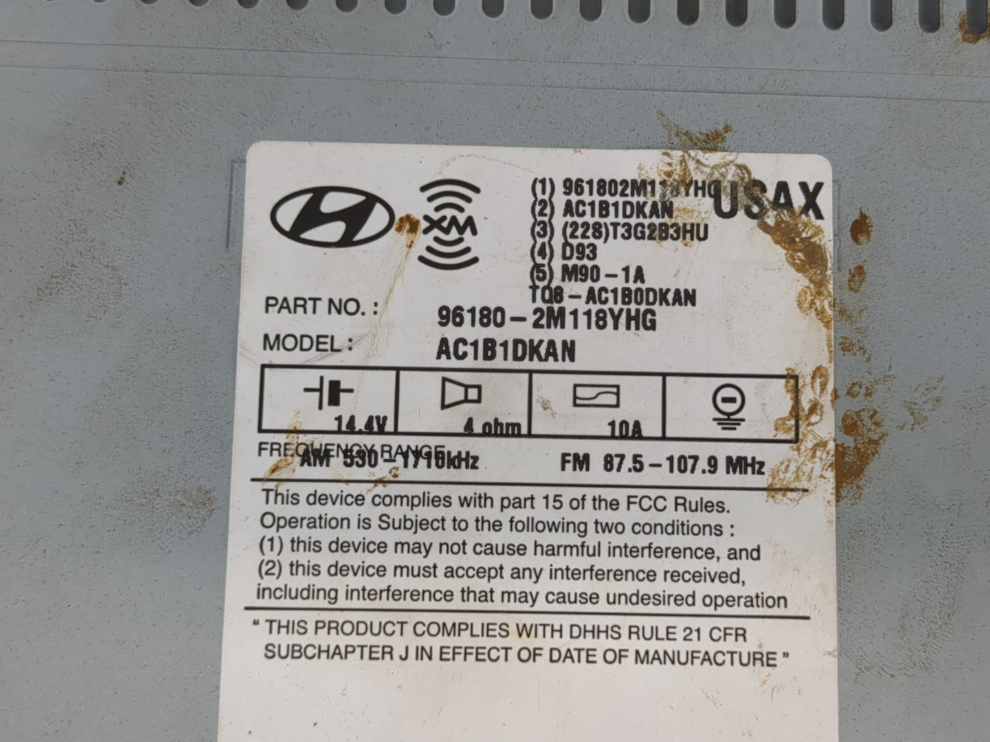 2014-2015 Hyundai Genesis Radio AM FM Cd Player Receiver Replacement P/N:96180-2M118YHG 96560-2M550YHG Fits Fits 2014 2015 O
