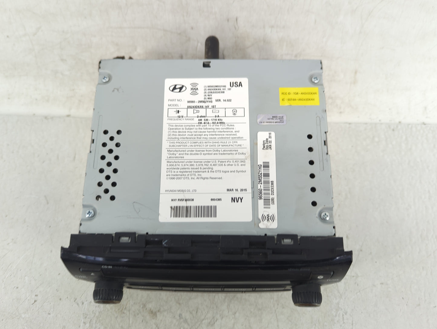2014-2016 Hyundai Genesis Radio AM FM Cd Player Receiver Replacement P/N:96560-2M552YHG Fits Fits 2014 2015 2016 OEM Used Au