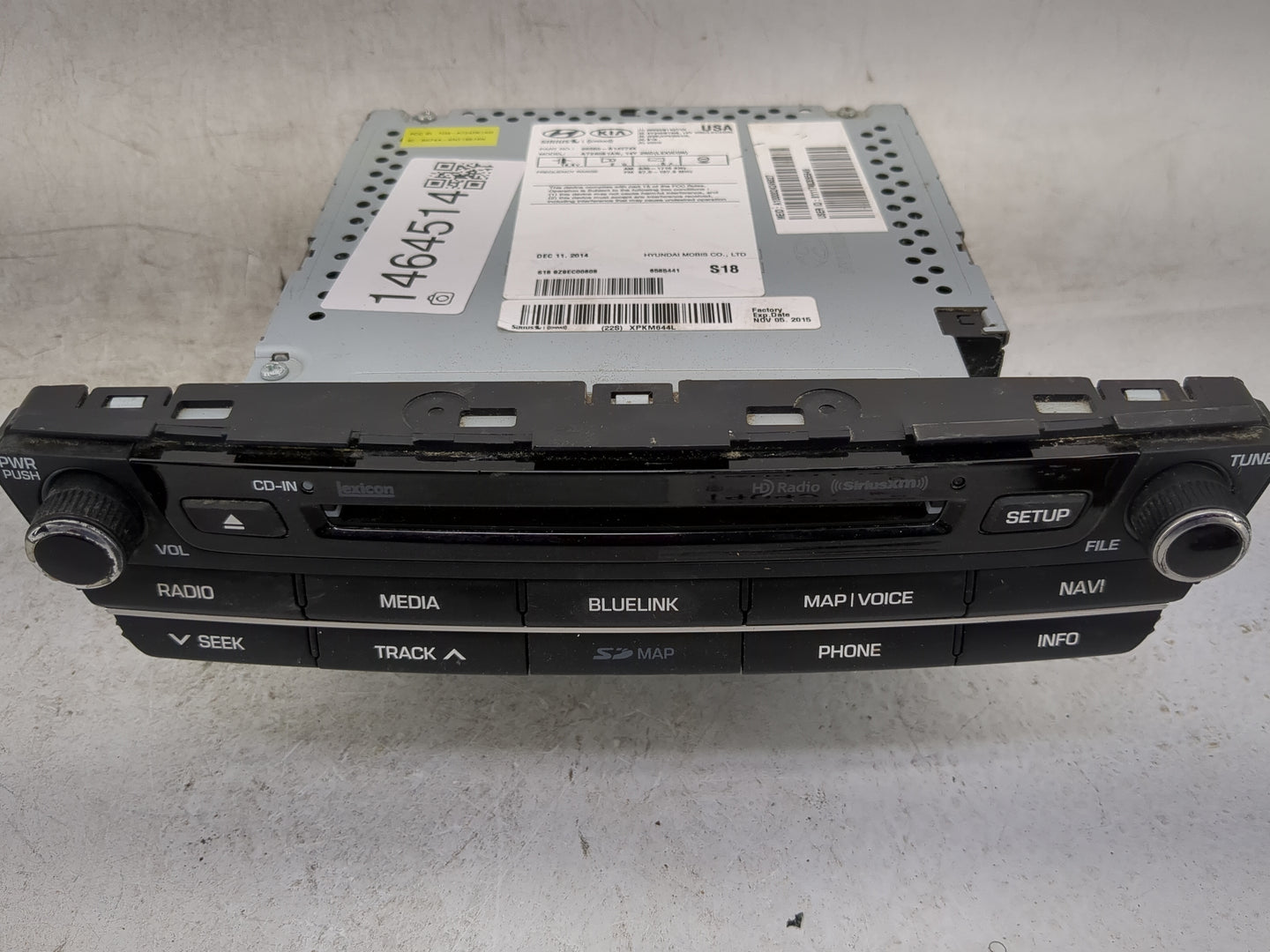 2015-2016 Hyundai Genesis Radio AM FM Cd Player Receiver Replacement P/N:96560-B14274X AT240B1AN, XPKM644L Fits Fits 2015 20