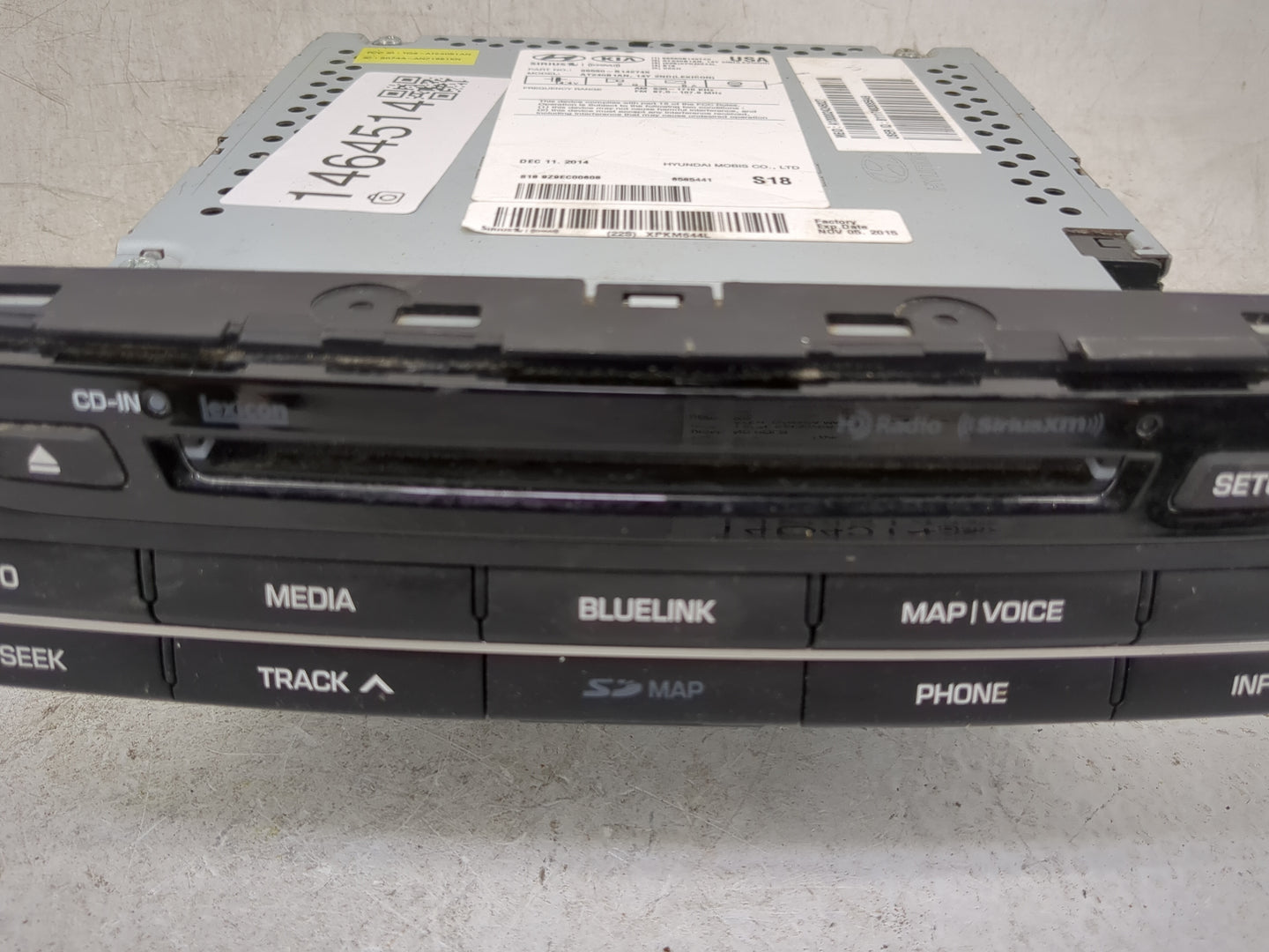 2015-2016 Hyundai Genesis Radio AM FM Cd Player Receiver Replacement P/N:96560-B14274X AT240B1AN, XPKM644L Fits Fits 2015 20