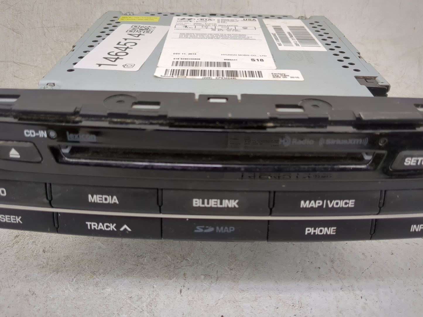 2015-2016 Hyundai Genesis Radio AM FM Cd Player Receiver Replacement P/N:96560-B14274X AT240B1AN, XPKM644L Fits Fits 2015 20