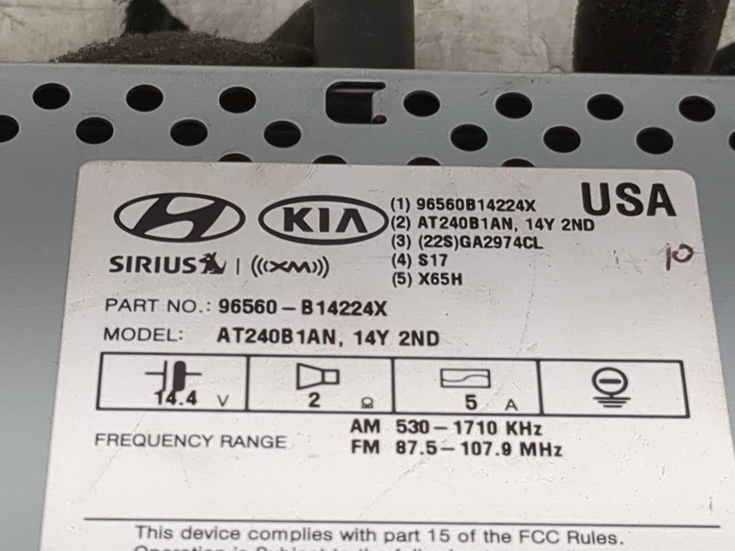 2015-2016 Hyundai Genesis Radio AM FM Cd Player Receiver Replacement P/N:96560-B14224X 96560B14224X, AT240B1AN Fits Fits 201