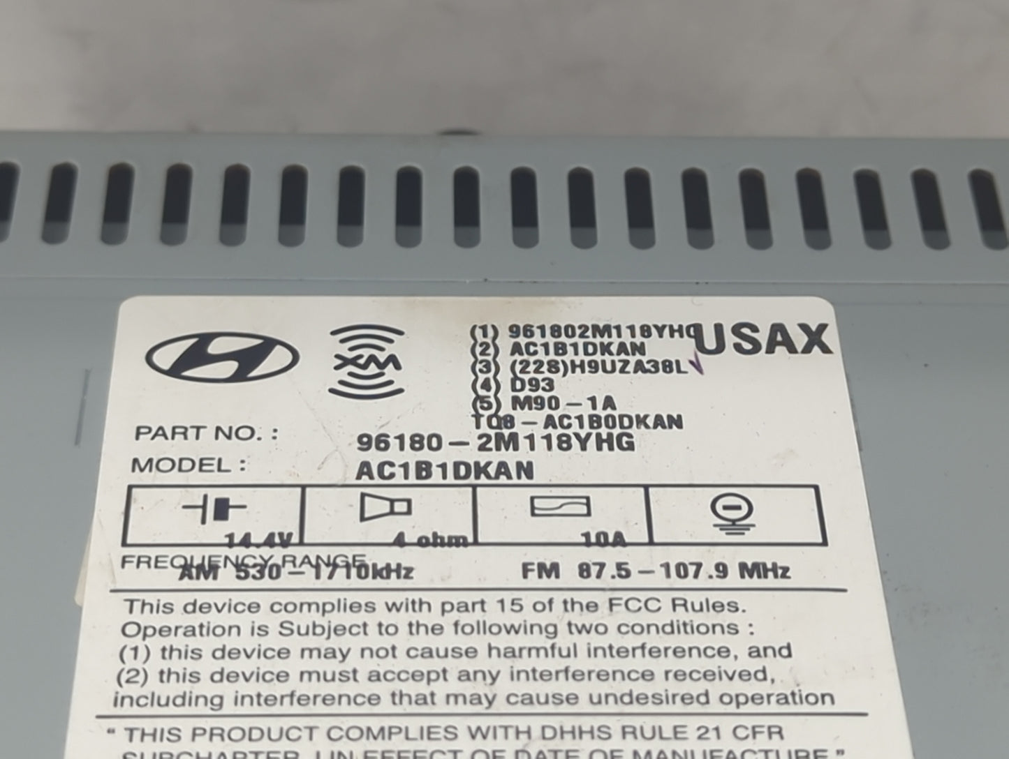 2014-2015 Hyundai Genesis Radio AM FM Cd Player Receiver Replacement P/N:961802M118YHG AC1B1DKAN, AC1B0DKAN Fits Fits 2014 2