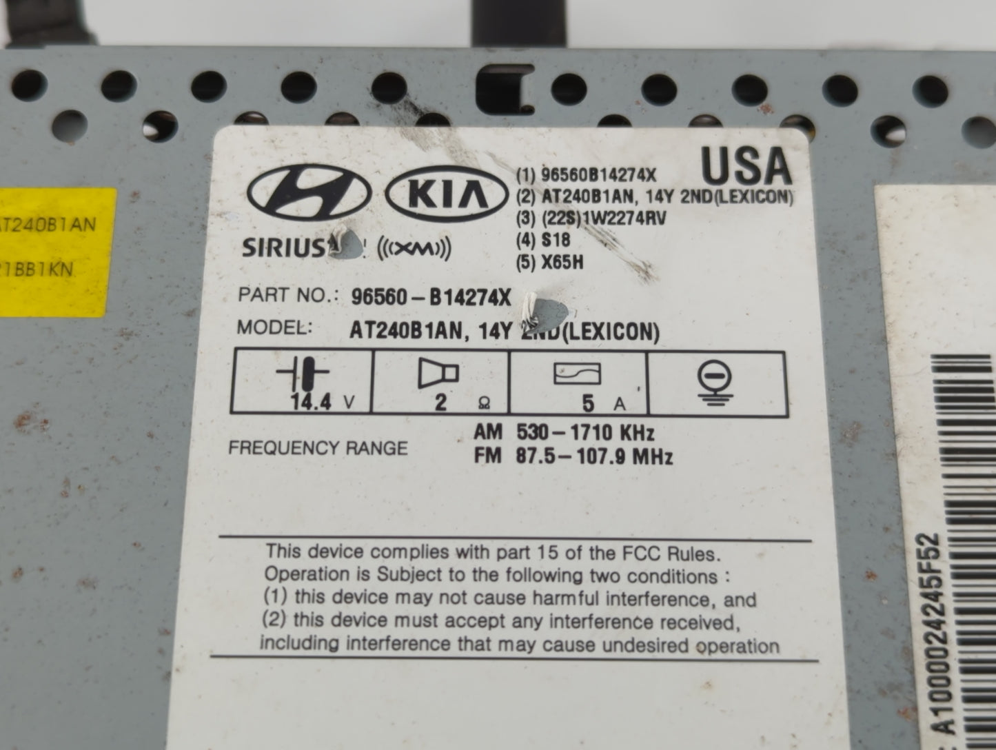 2015-2015 Hyundai Genesis Am Fm Cd Player Radio Receiver - Oemusedautoparts1.com