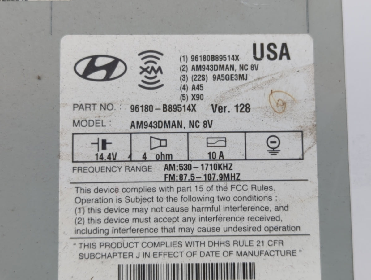 2013-2016 Hyundai Santa Fe Am Fm Cd Player Radio Receiver 573272 - Oemusedautoparts1.com