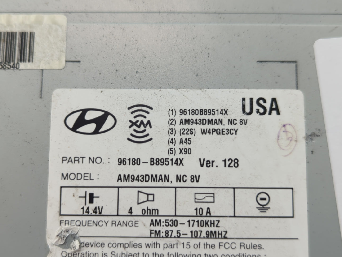 2013-2016 Hyundai Santa Fe Radio AM FM Cd Player Receiver Replacement P/N:96180-B89514X Fits Fits 2013 2014 2015 2016 OEM Us