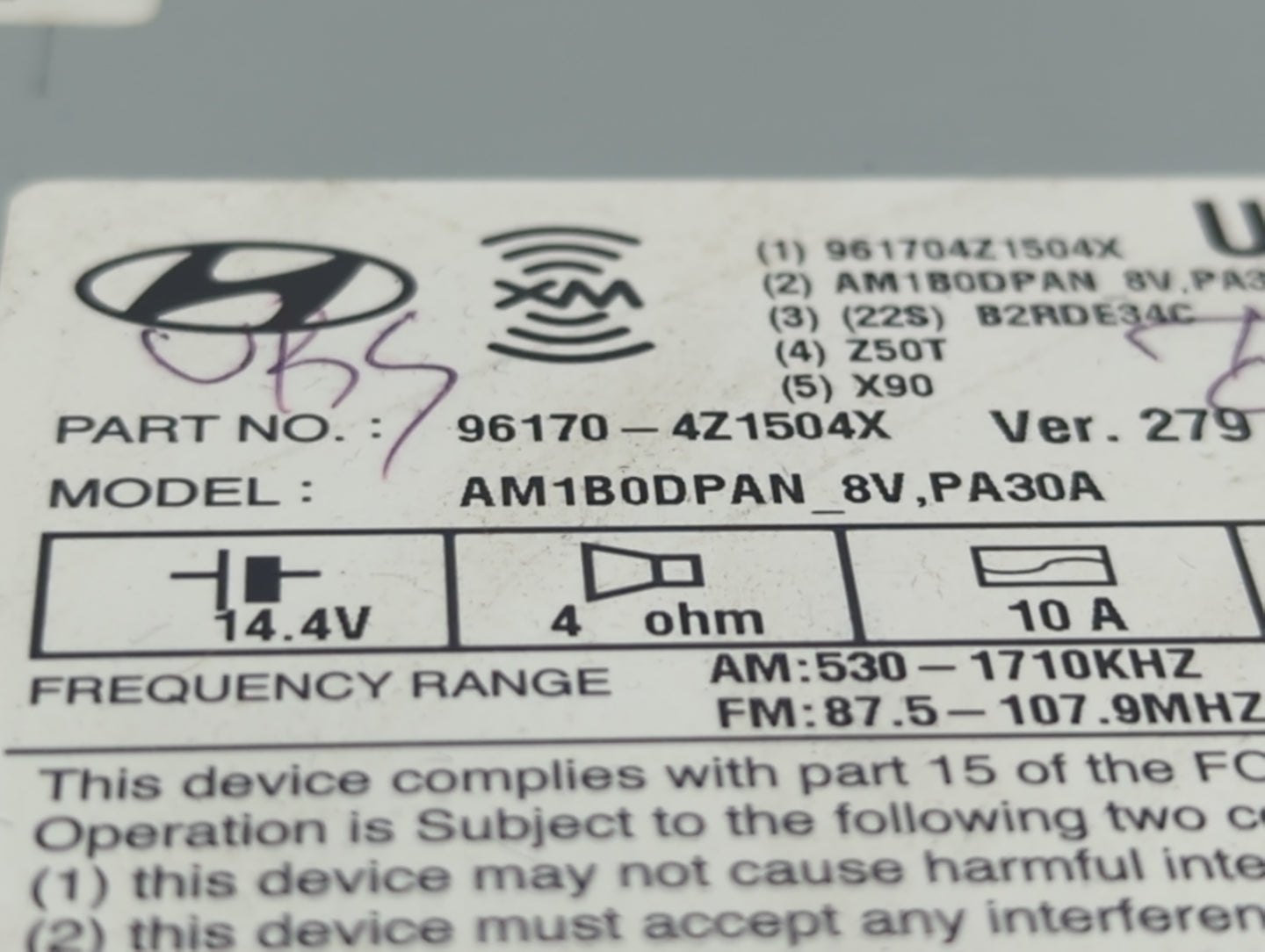 2015-2016 Hyundai Santa Fe Am Fm Cd Player Radio Receiver - Oemusedautoparts1.com