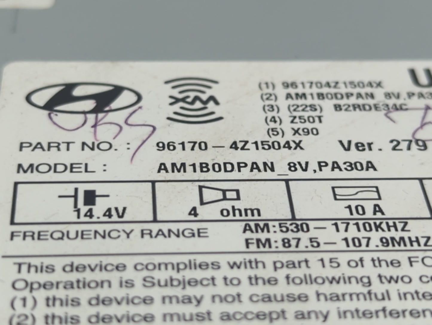 2015-2016 Hyundai Santa Fe Am Fm Cd Player Radio Receiver - Oemusedautoparts1.com