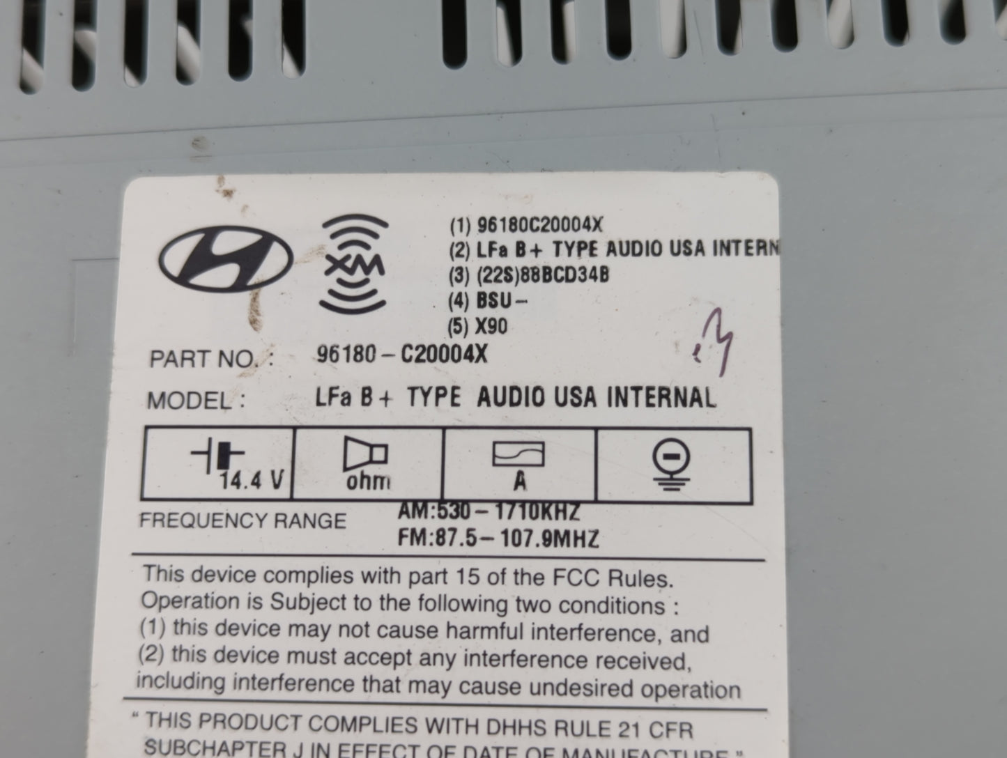 2011-2015 Hyundai Sonata Radio AM FM Cd Player Receiver Replacement P/N:96180-C20004X Fits Fits 2011 2012 2013 2014 2015 OEM